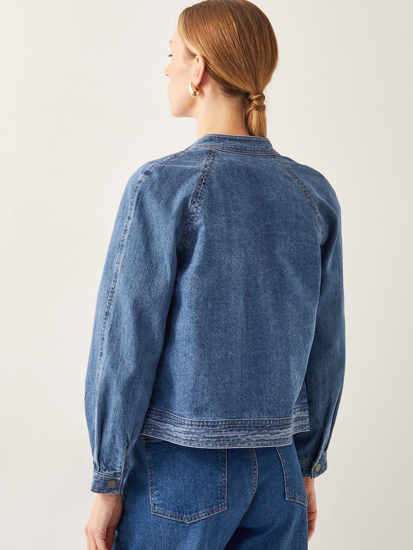 Image 2 of 6 of Monsoon Binky Crop Collarless Denim Jacket - Blue
