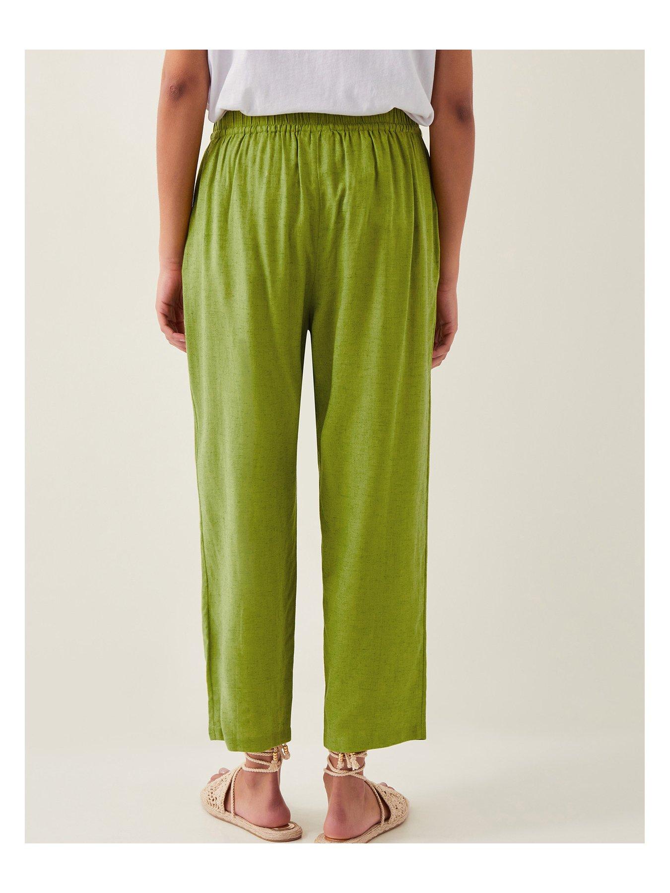 Image 2 of 5 of Monsoon Penina Linen Trousers - Green