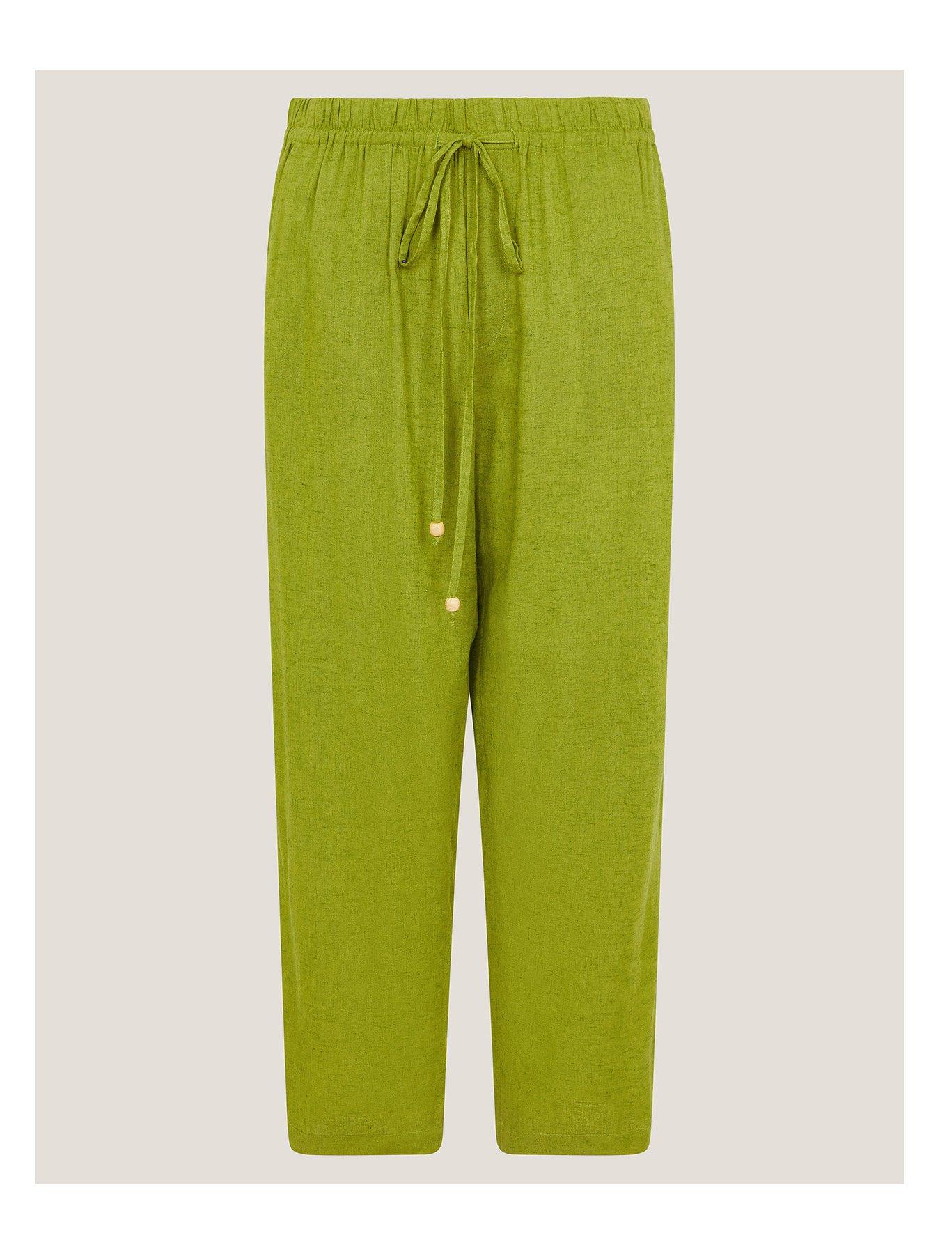 Image 3 of 5 of Monsoon Penina Linen Trousers - Green