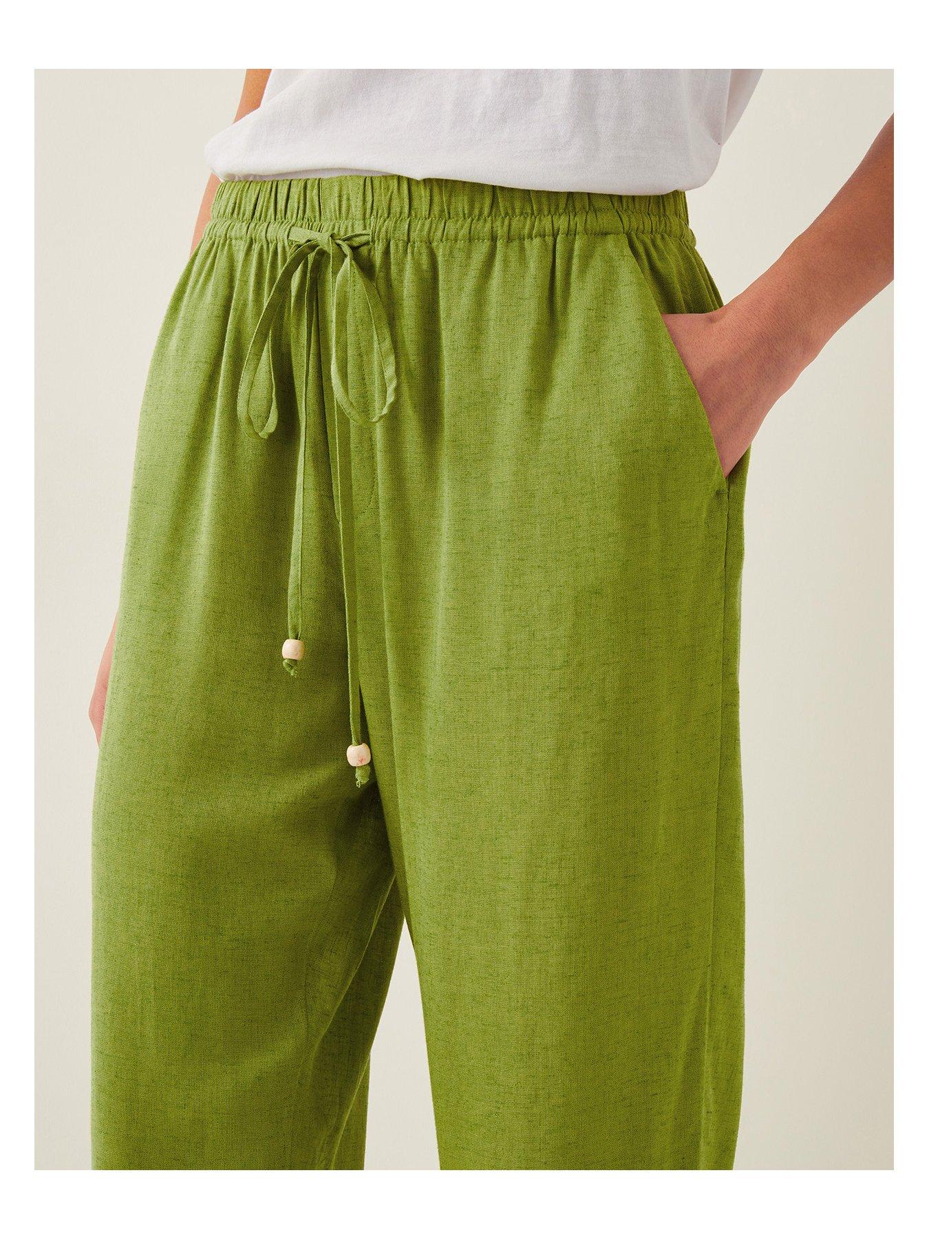 Image 5 of 5 of Monsoon Penina Linen Trousers - Green