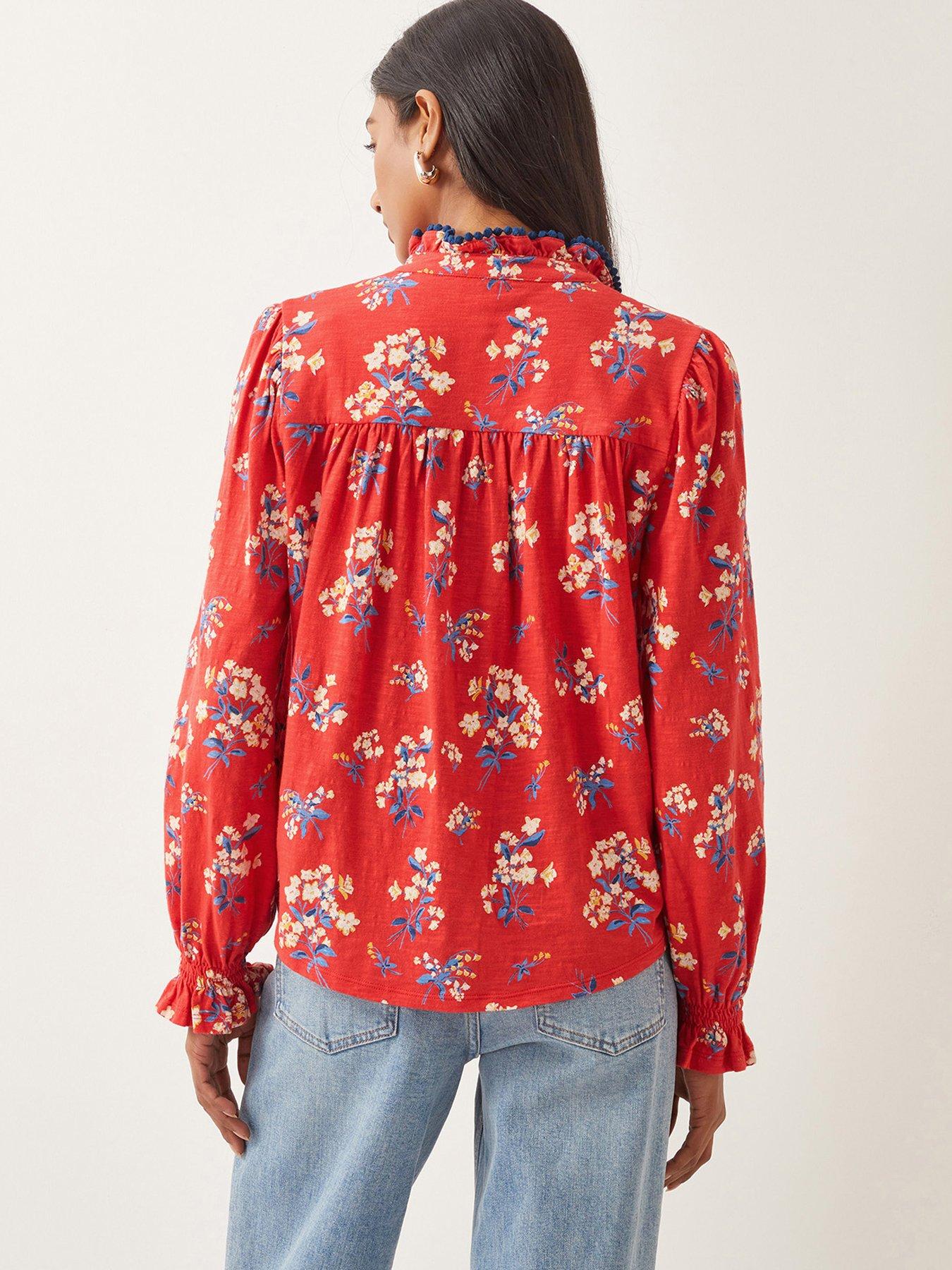 Image 2 of 4 of Monsoon Sarah Print Jersey Shirt - Red