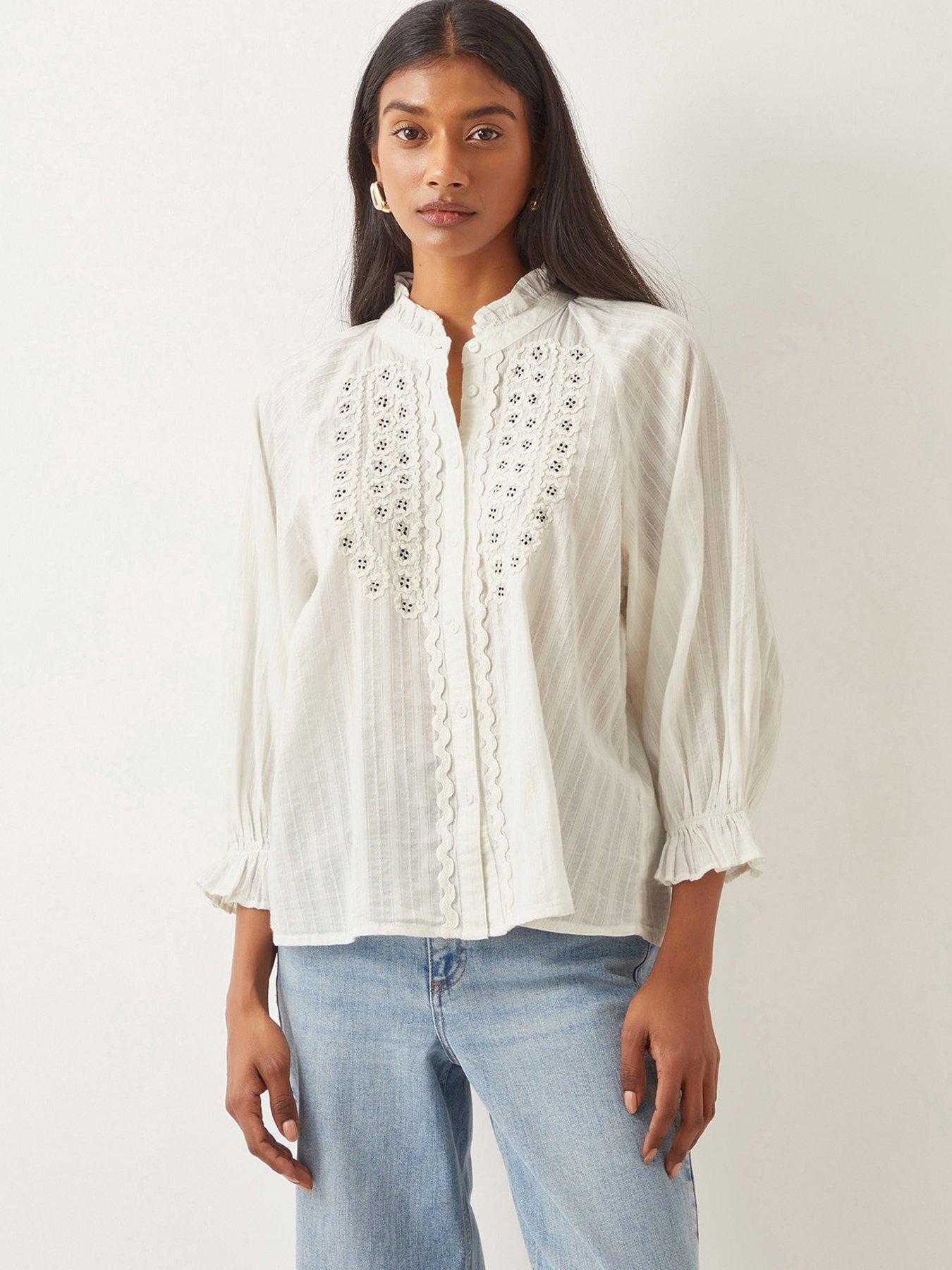 Image 1 of 4 of Monsoon Arden Embellished Blouse - Ivory - Cream