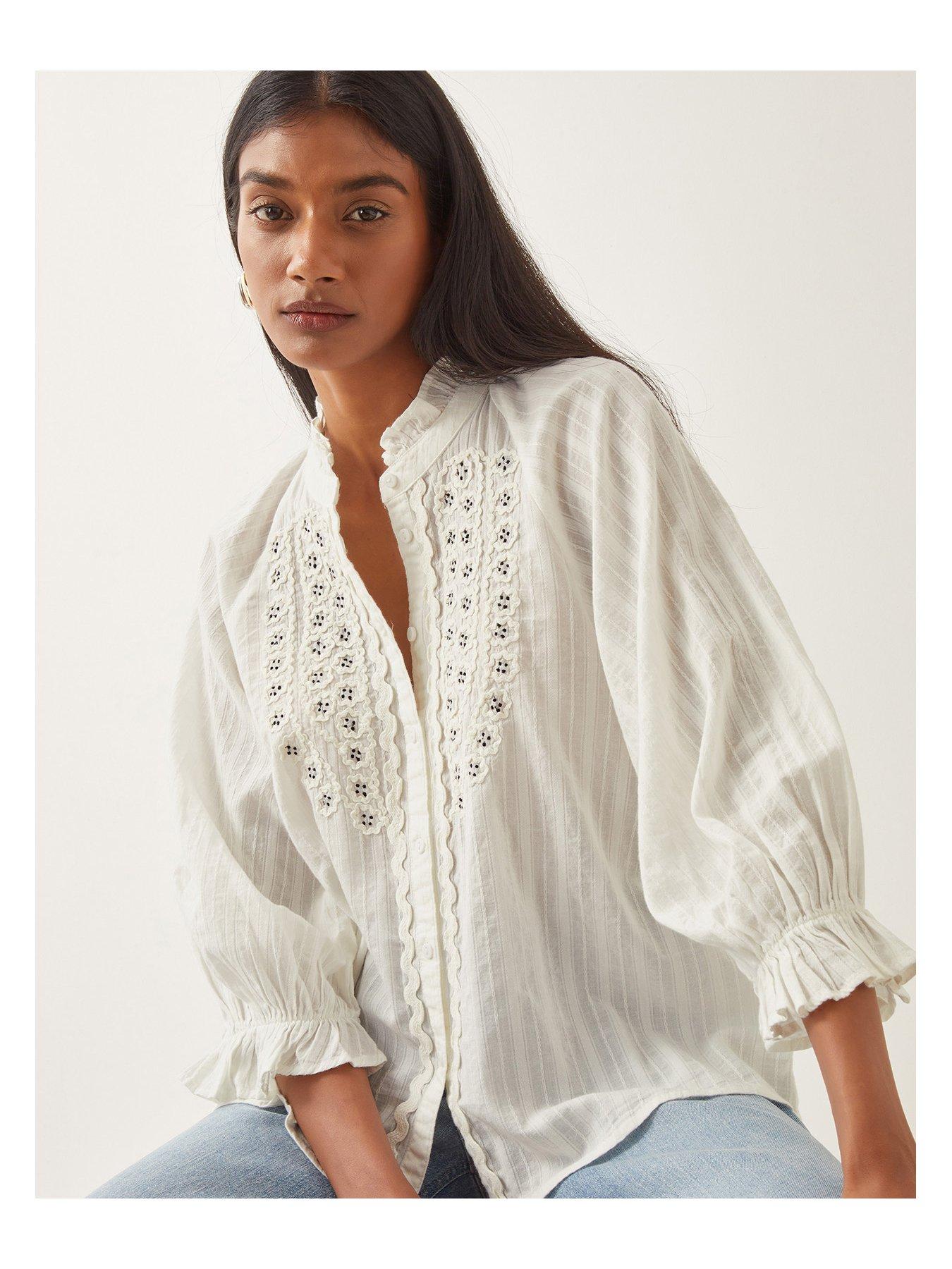 Image 4 of 4 of Monsoon Arden Embellished Blouse - Ivory - Cream