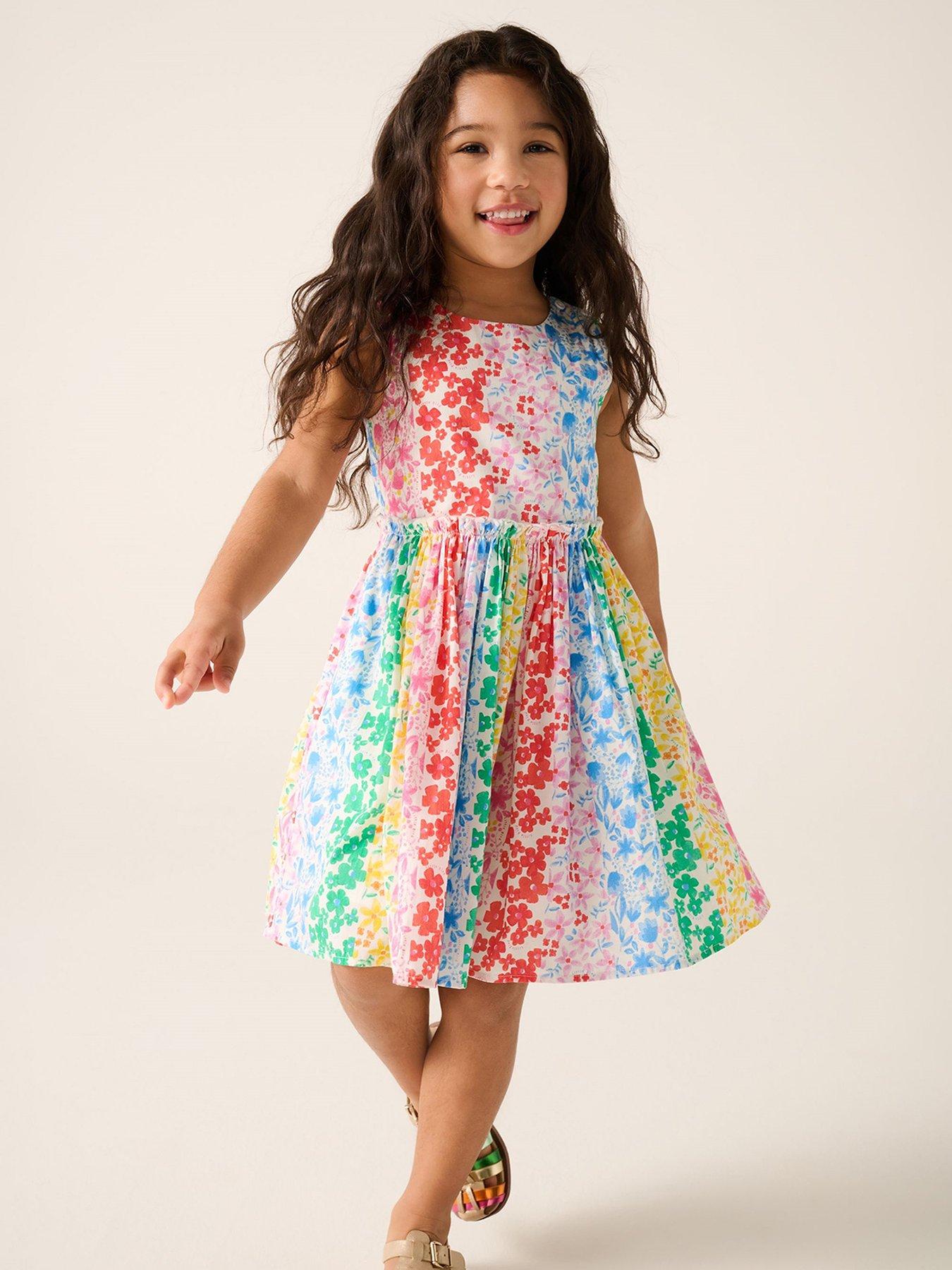Image of Little Bird Girls Rainbow Floral Dress - Multi