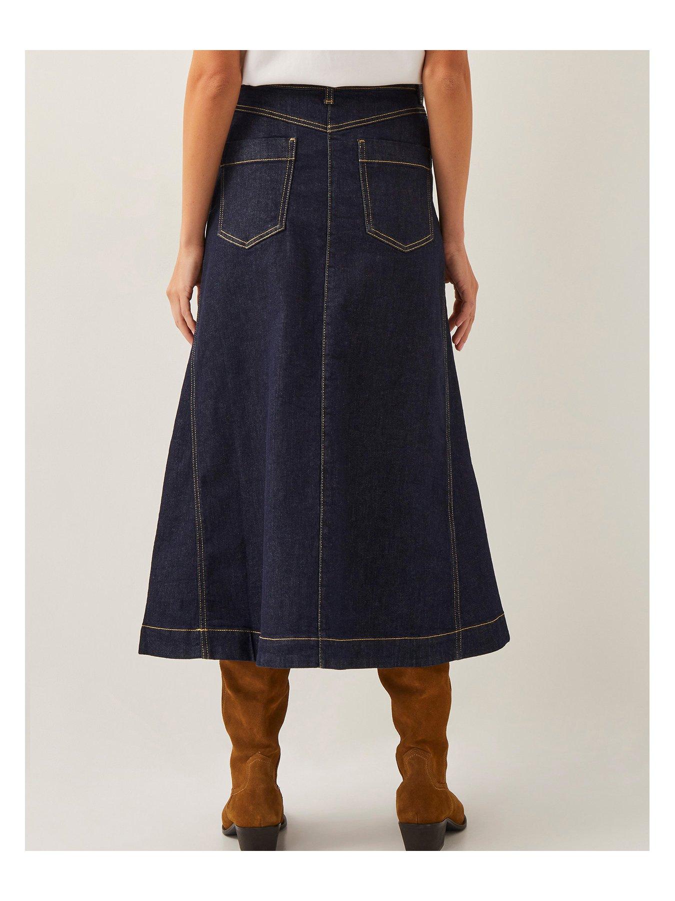 Image 2 of 5 of Monsoon Goldie Godet Skirt - Indigo