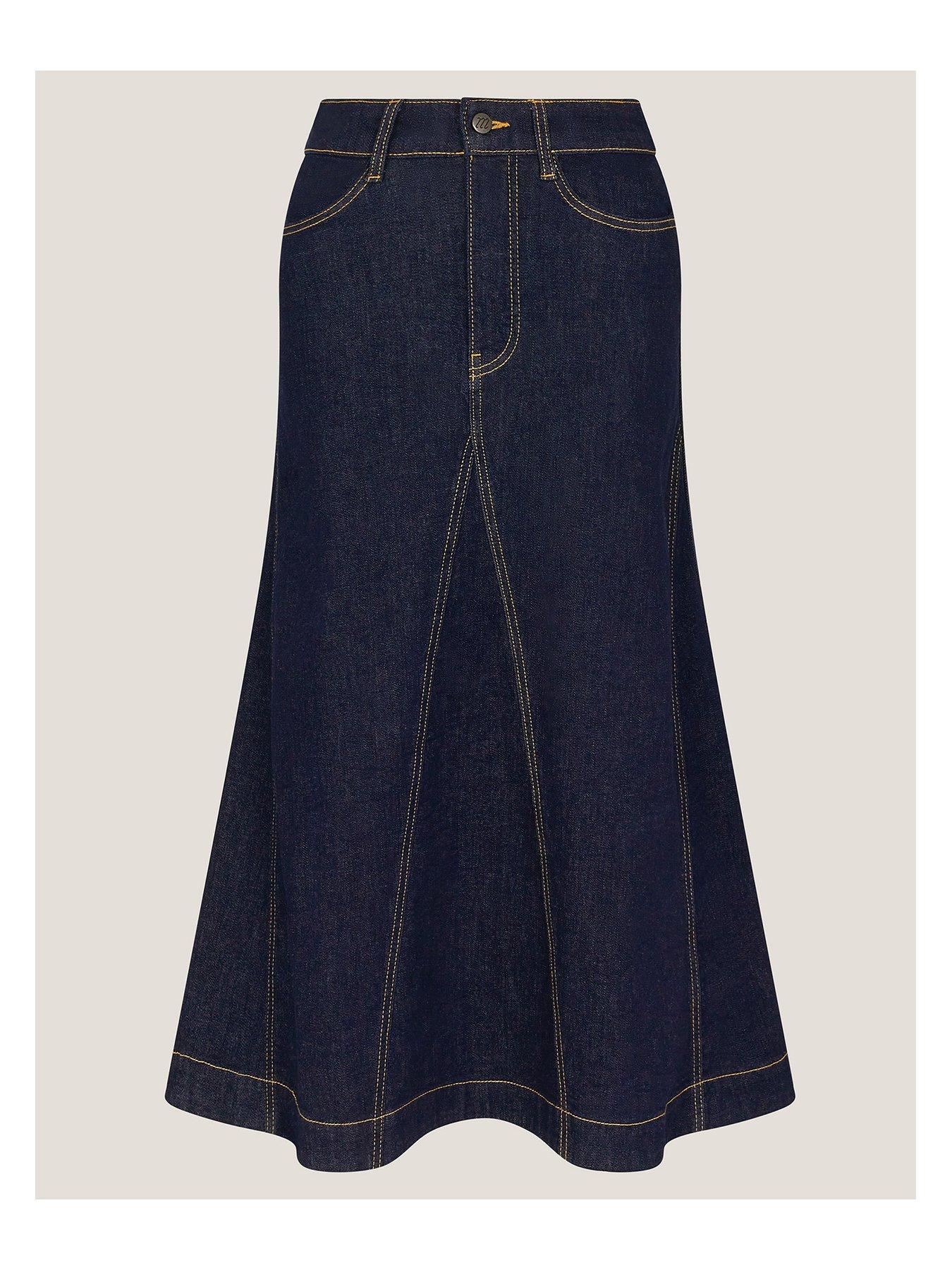 Image 3 of 5 of Monsoon Goldie Godet Skirt - Indigo