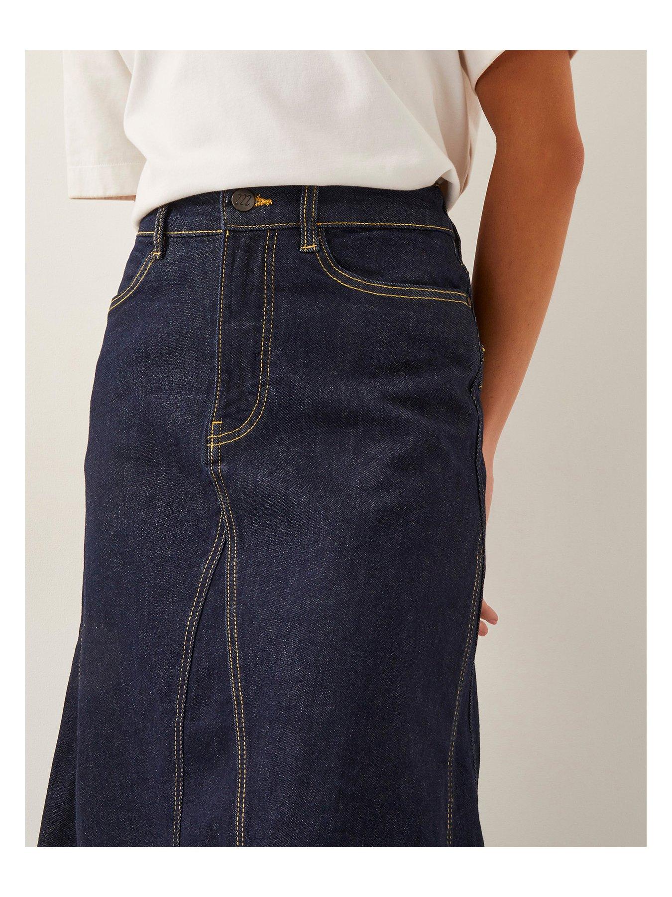 Image 5 of 5 of Monsoon Goldie Godet Skirt - Indigo