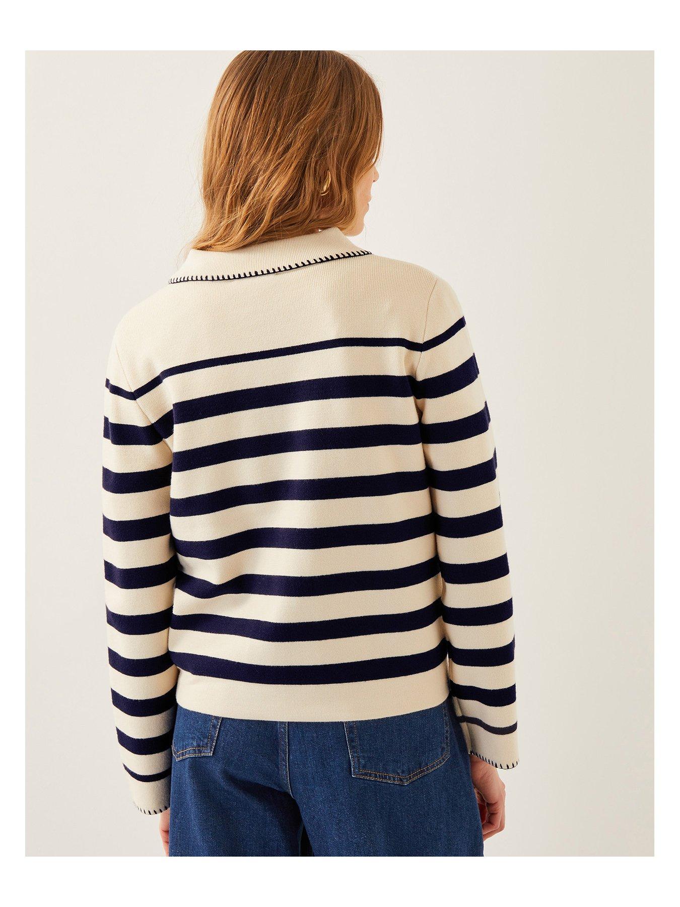 Image 2 of 5 of Monsoon Sabine Stripe Jacket - Ivory