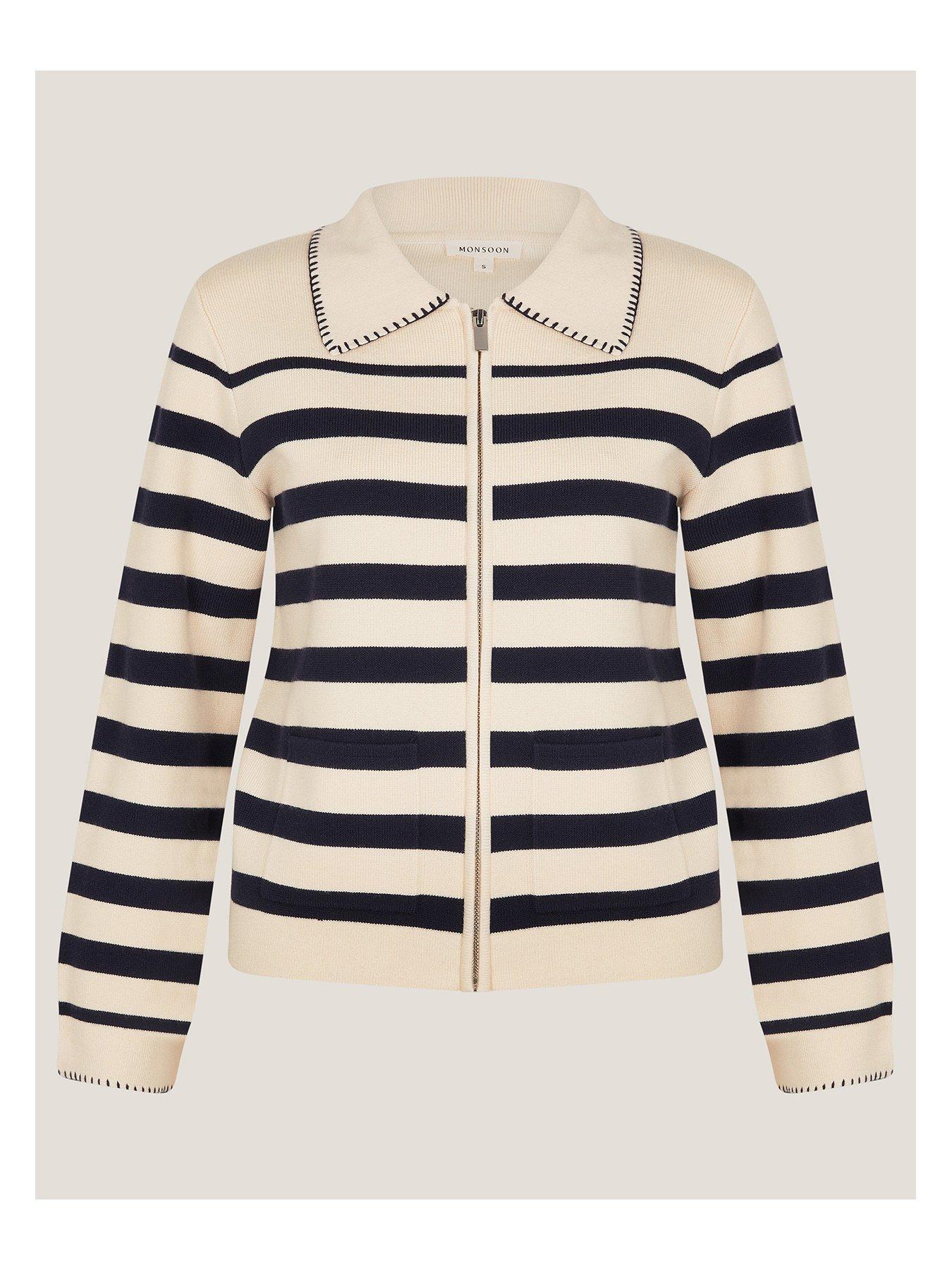 Image 3 of 5 of Monsoon Sabine Stripe Jacket - Ivory