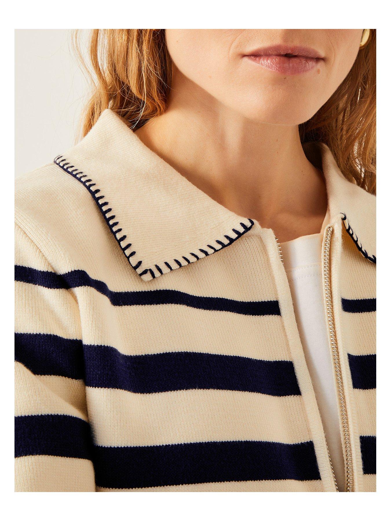 Image 5 of 5 of Monsoon Sabine Stripe Jacket - Ivory