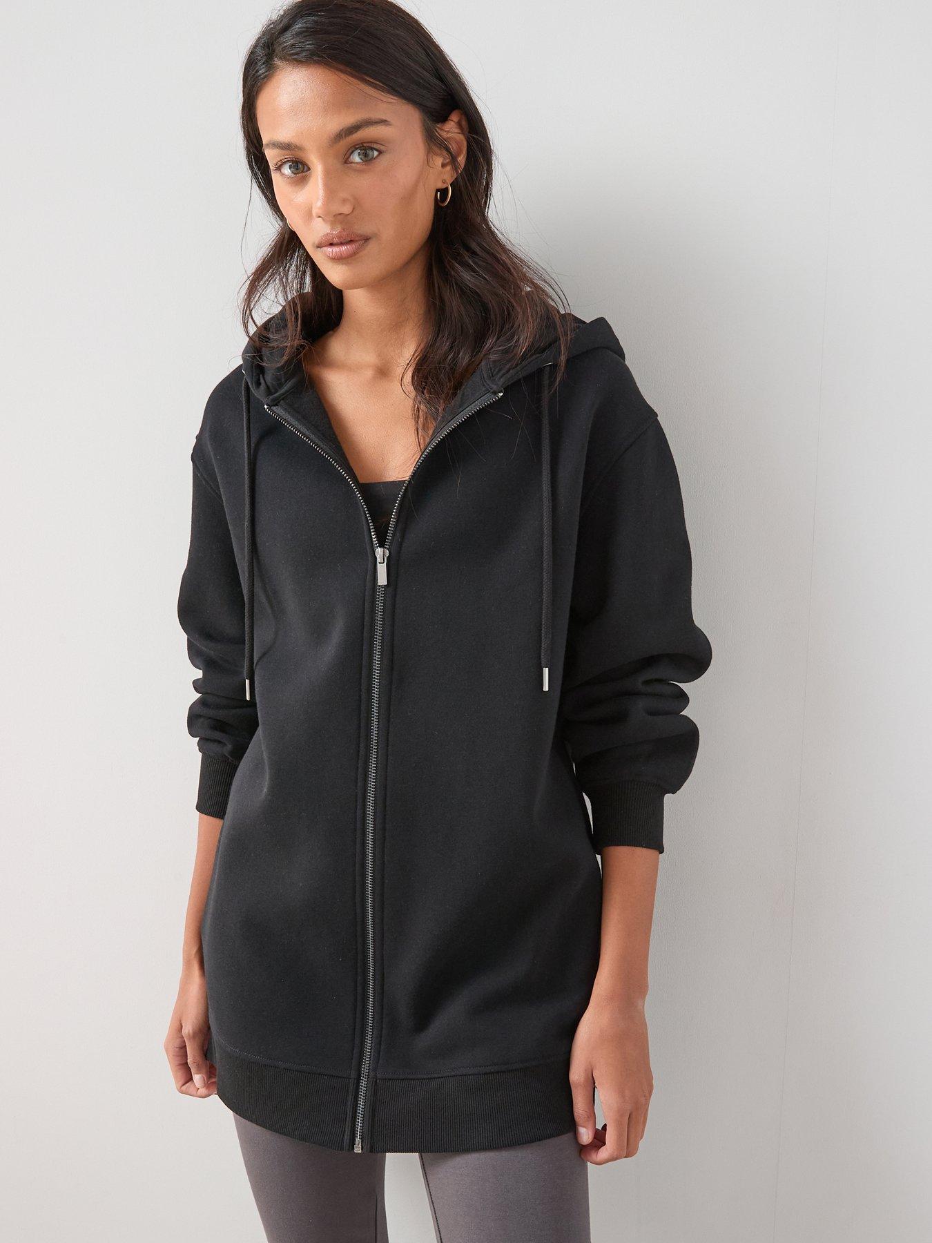 Image 1 of 6 of The Very Collection The Essential Oversized Zip Through Hoodie - Black