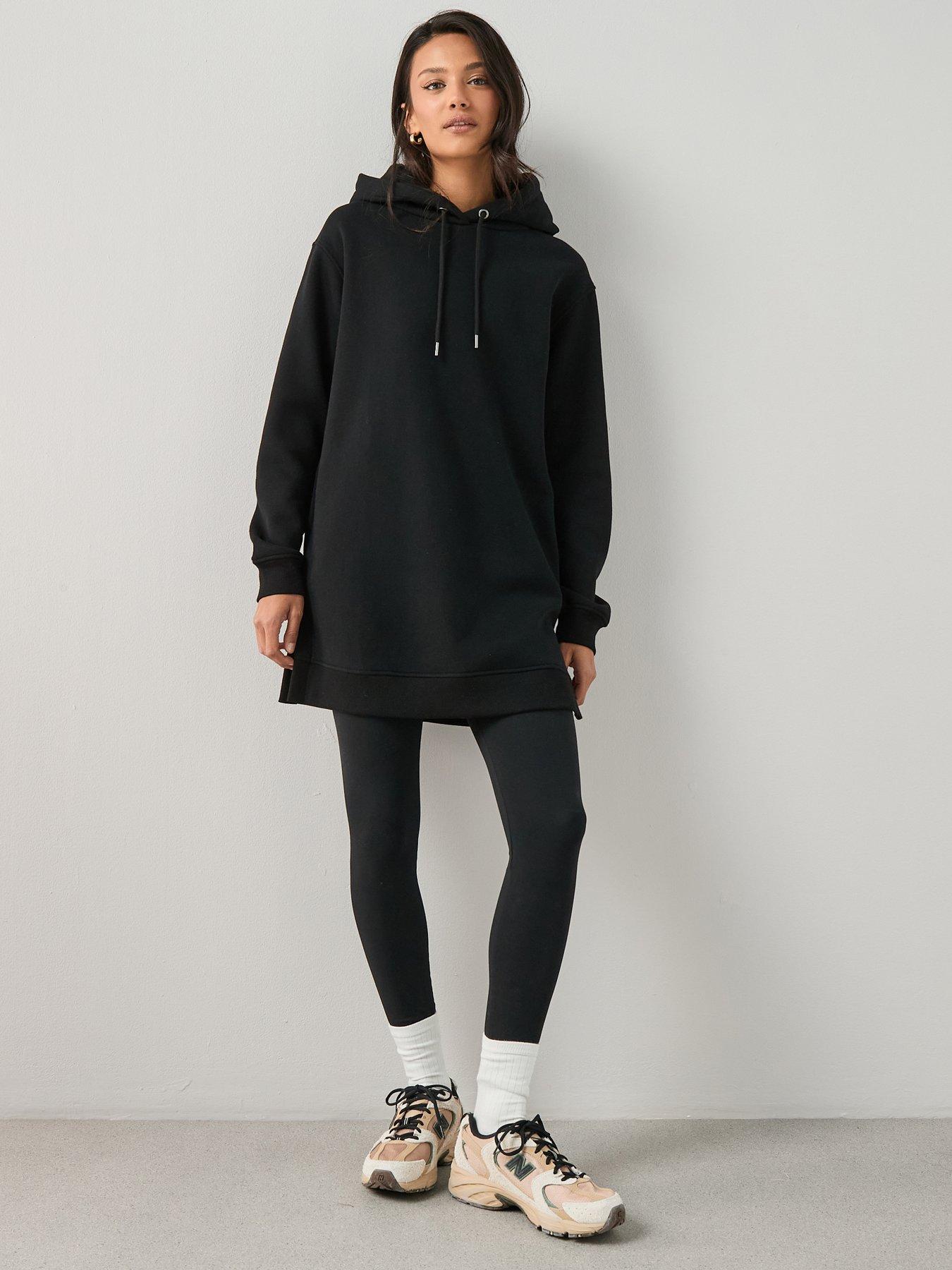 The Very Collection The Essential Longline Hoodie with Side Splits - Black