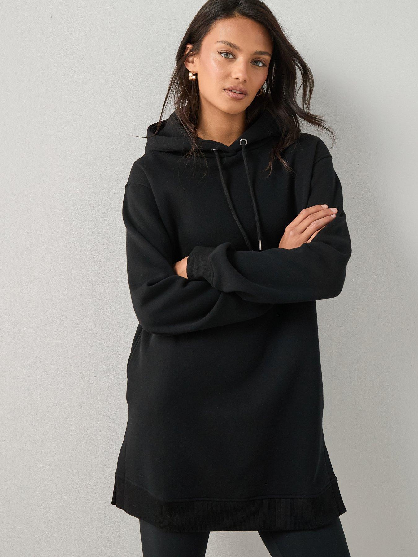 Image 4 of 6 of The Very Collection The Essential Longline Hoodie with Side Splits - Black