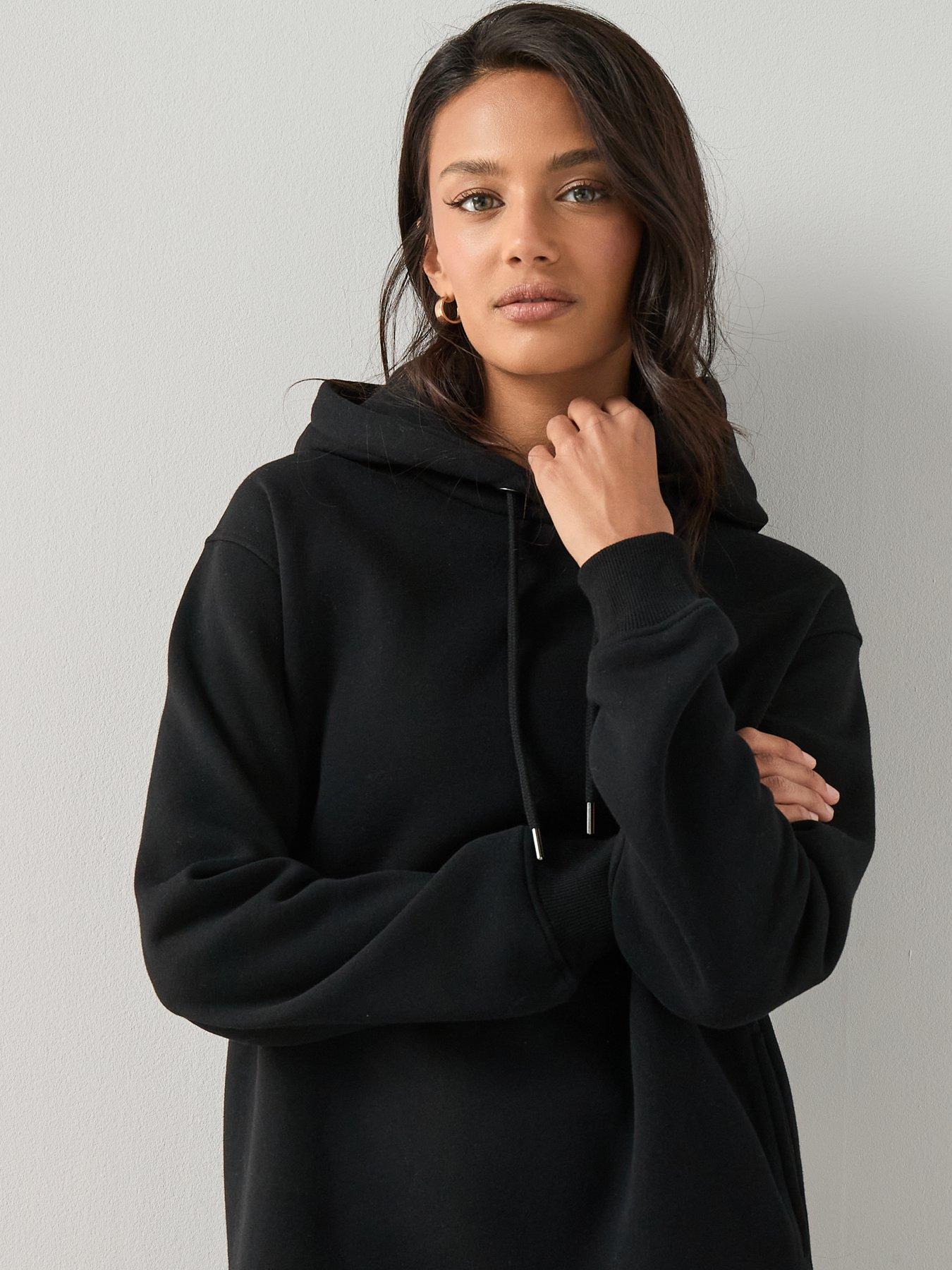 Image 6 of 6 of The Very Collection The Essential Longline Hoodie with Side Splits - Black