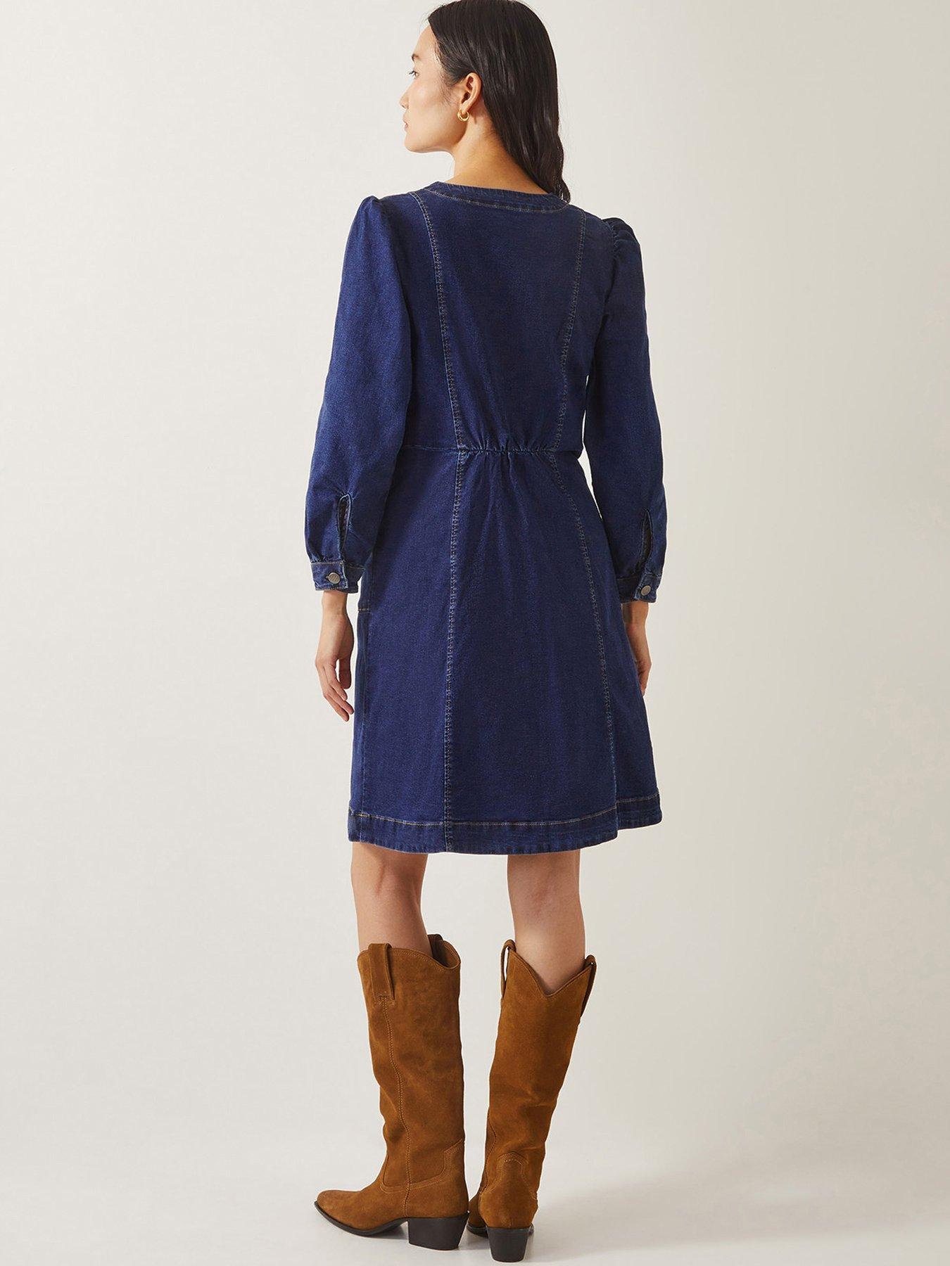 Image 2 of 5 of Monsoon Katlyn Zip Mini Dress - Blue