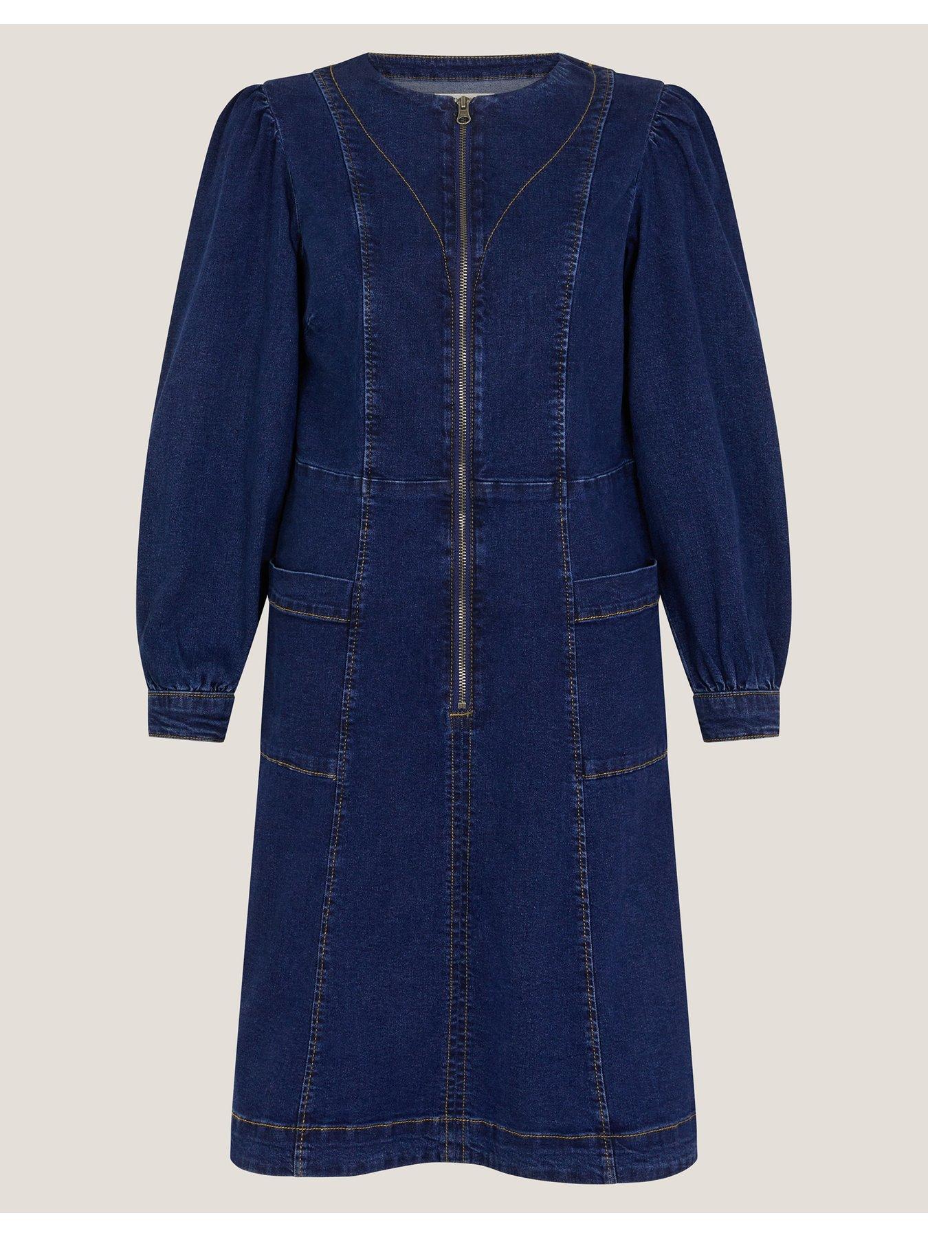 Image 3 of 5 of Monsoon Katlyn Zip Mini Dress - Blue