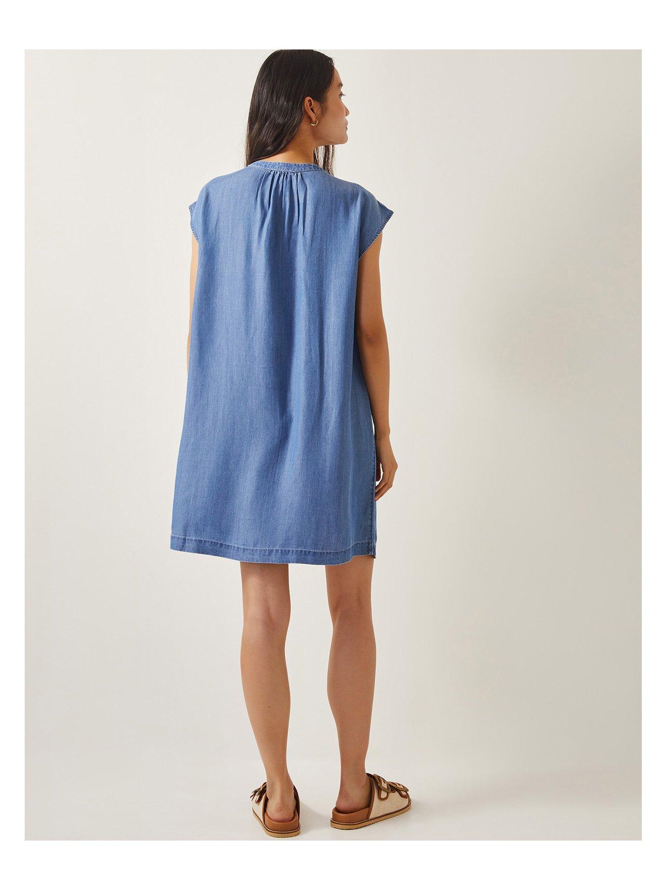 Image 2 of 4 of Monsoon Isolde Lyocell Dress - Denim Blue