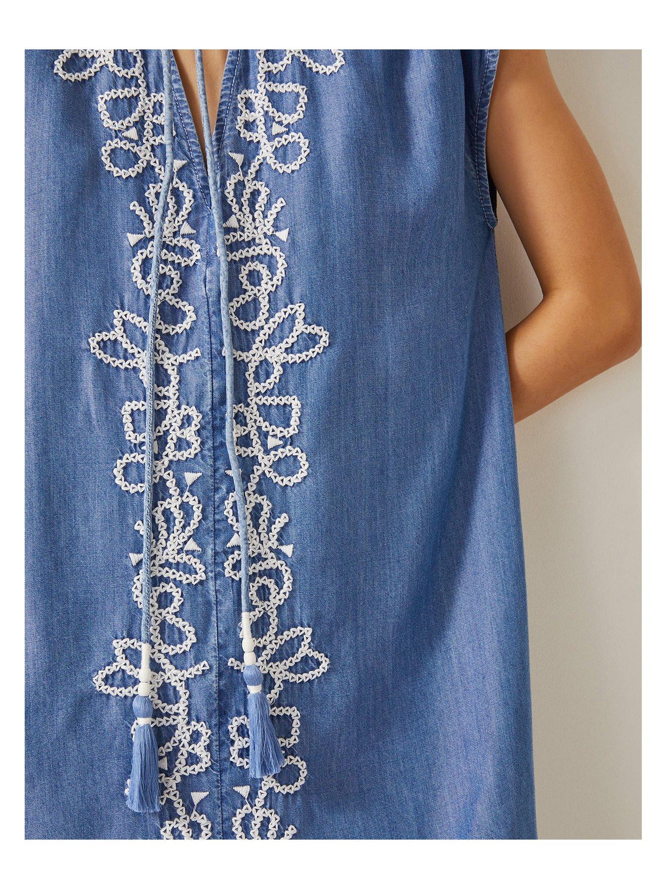 Image 3 of 4 of Monsoon Isolde Lyocell Dress - Denim Blue