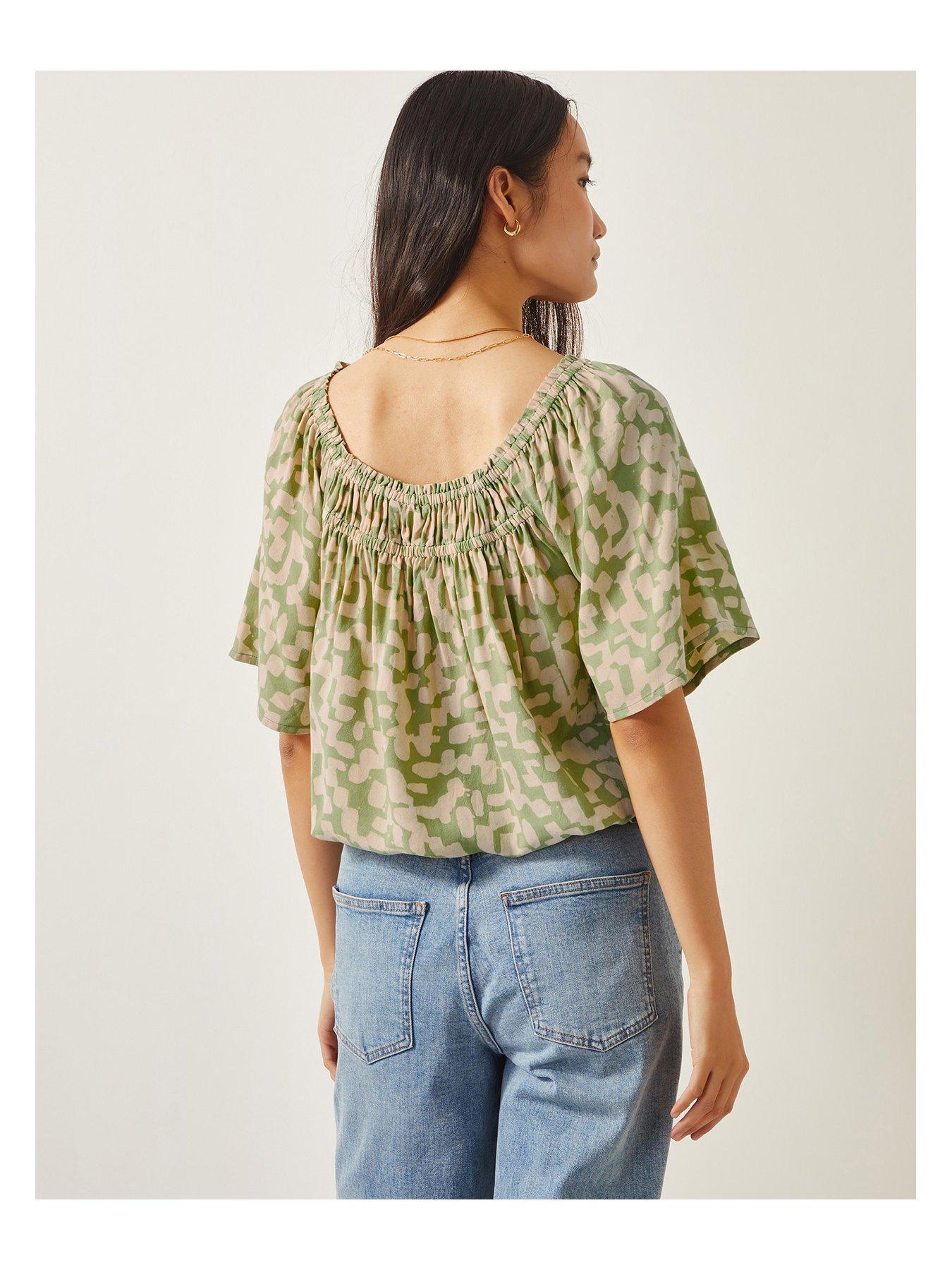Image 2 of 5 of Monsoon Ania Batik Print Top - Green