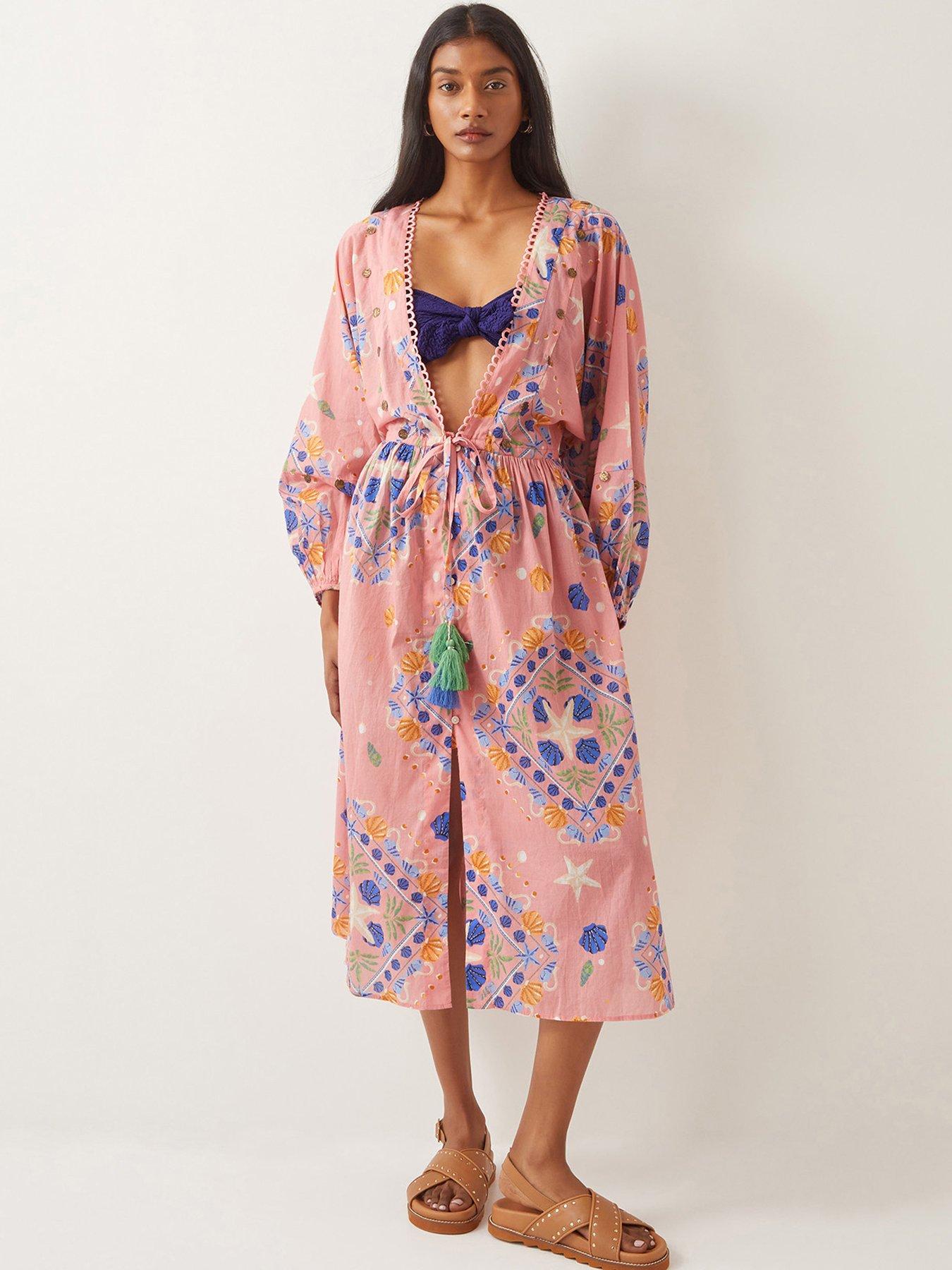 Image 1 of 4 of Monsoon Mabel Print Kaftan - Peach