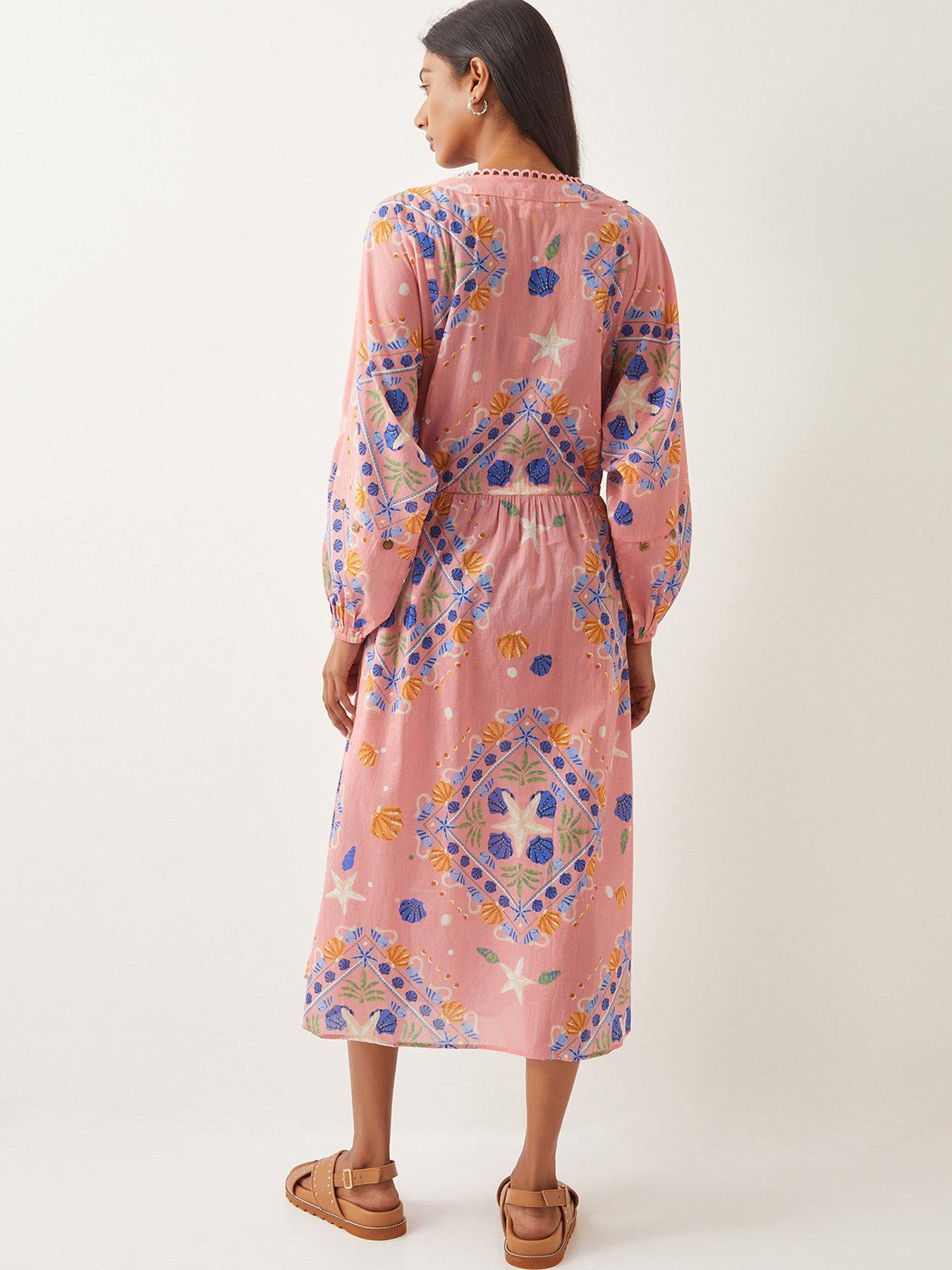 Image 2 of 4 of Monsoon Mabel Print Kaftan - Peach