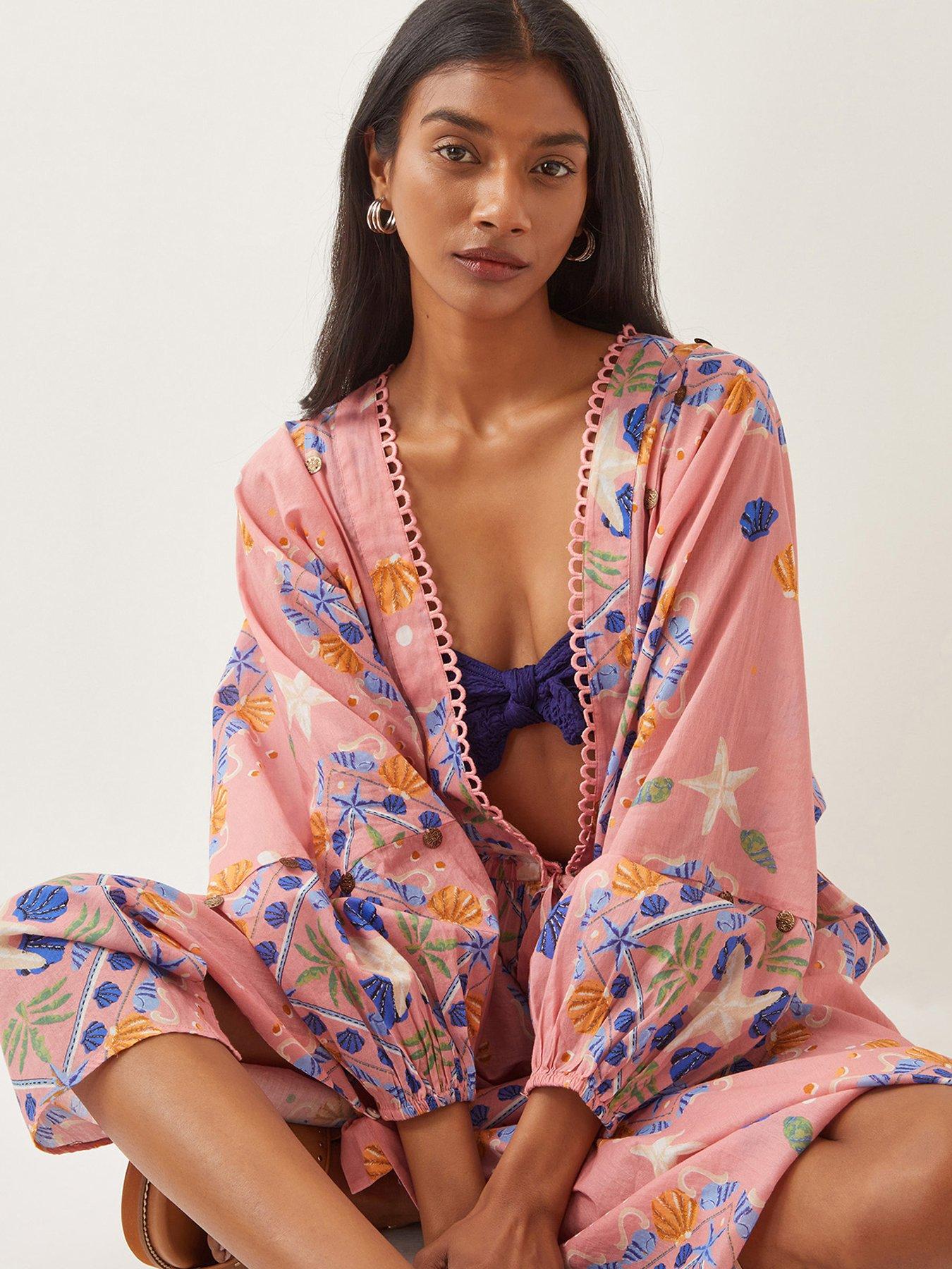Image 3 of 4 of Monsoon Mabel Print Kaftan - Peach