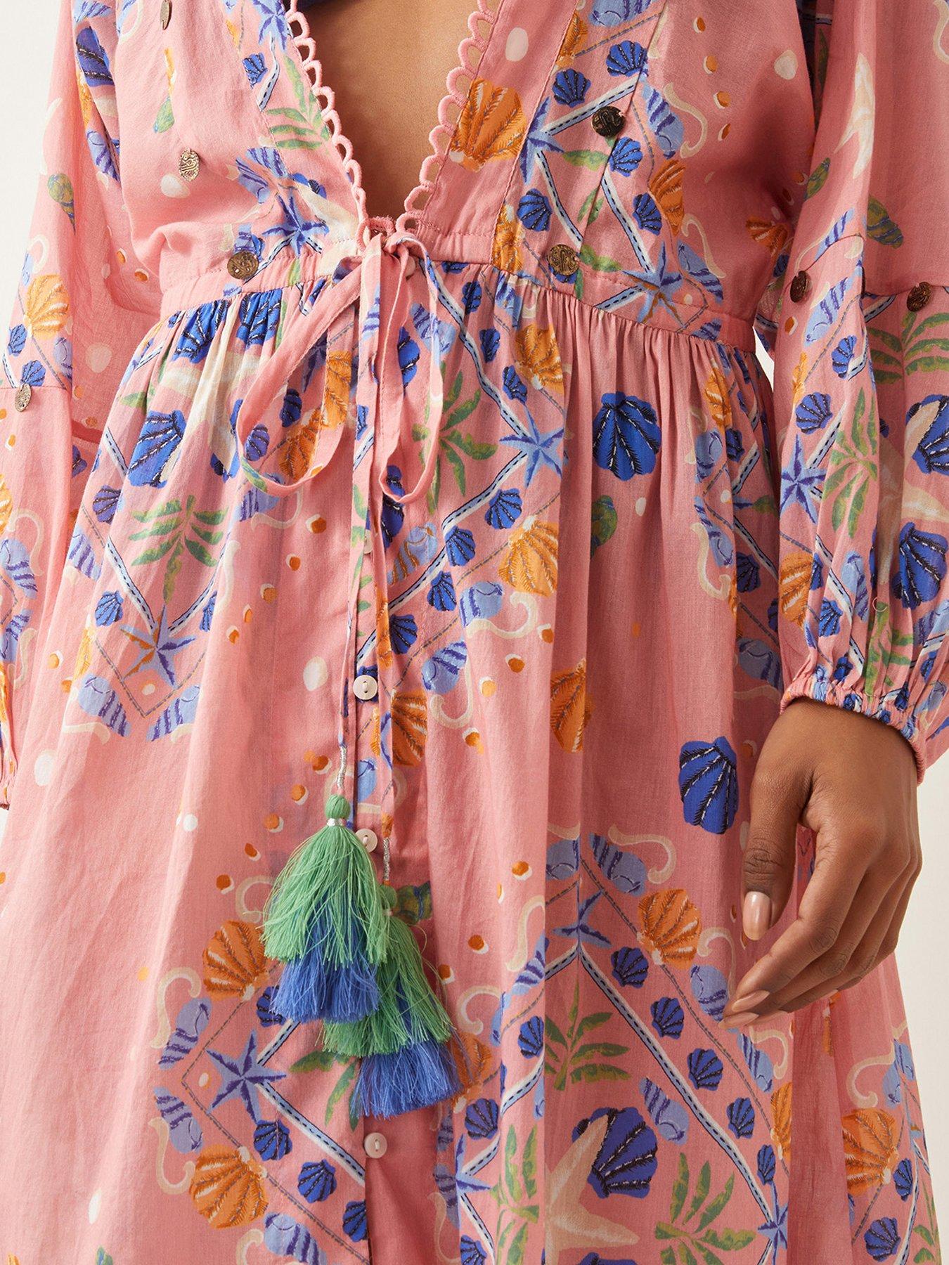 Image 4 of 4 of Monsoon Mabel Print Kaftan - Peach