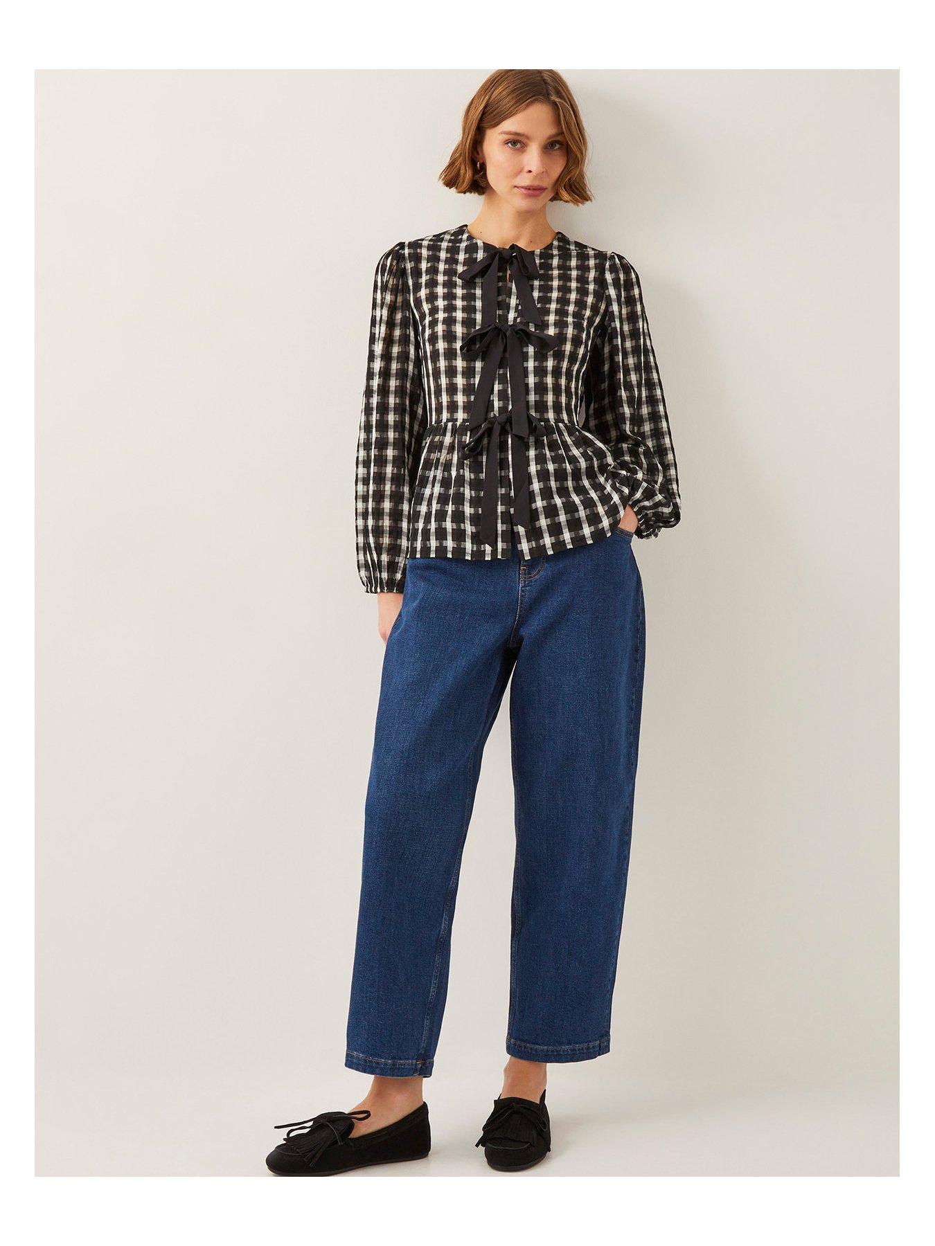 monsoon-violet-check-blouse-blackoutfit