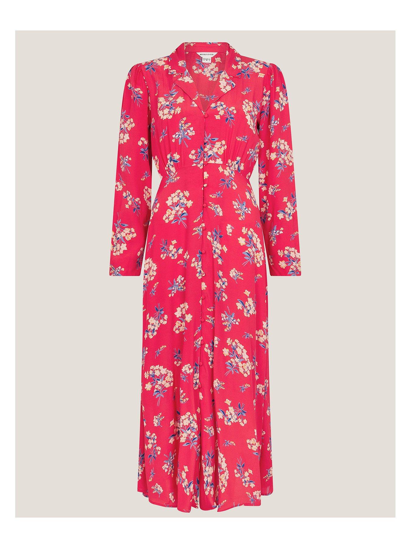 Image 3 of 3 of Monsoon Sarah Floral Dress - Red