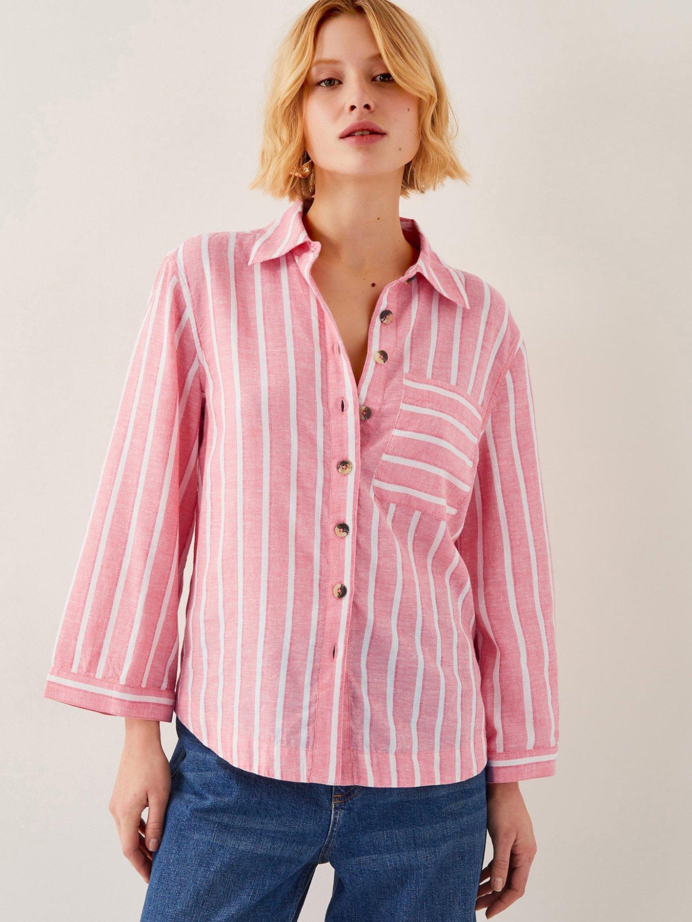 Image 1 of 5 of Monsoon Tyra Stripe Shirt - Pink