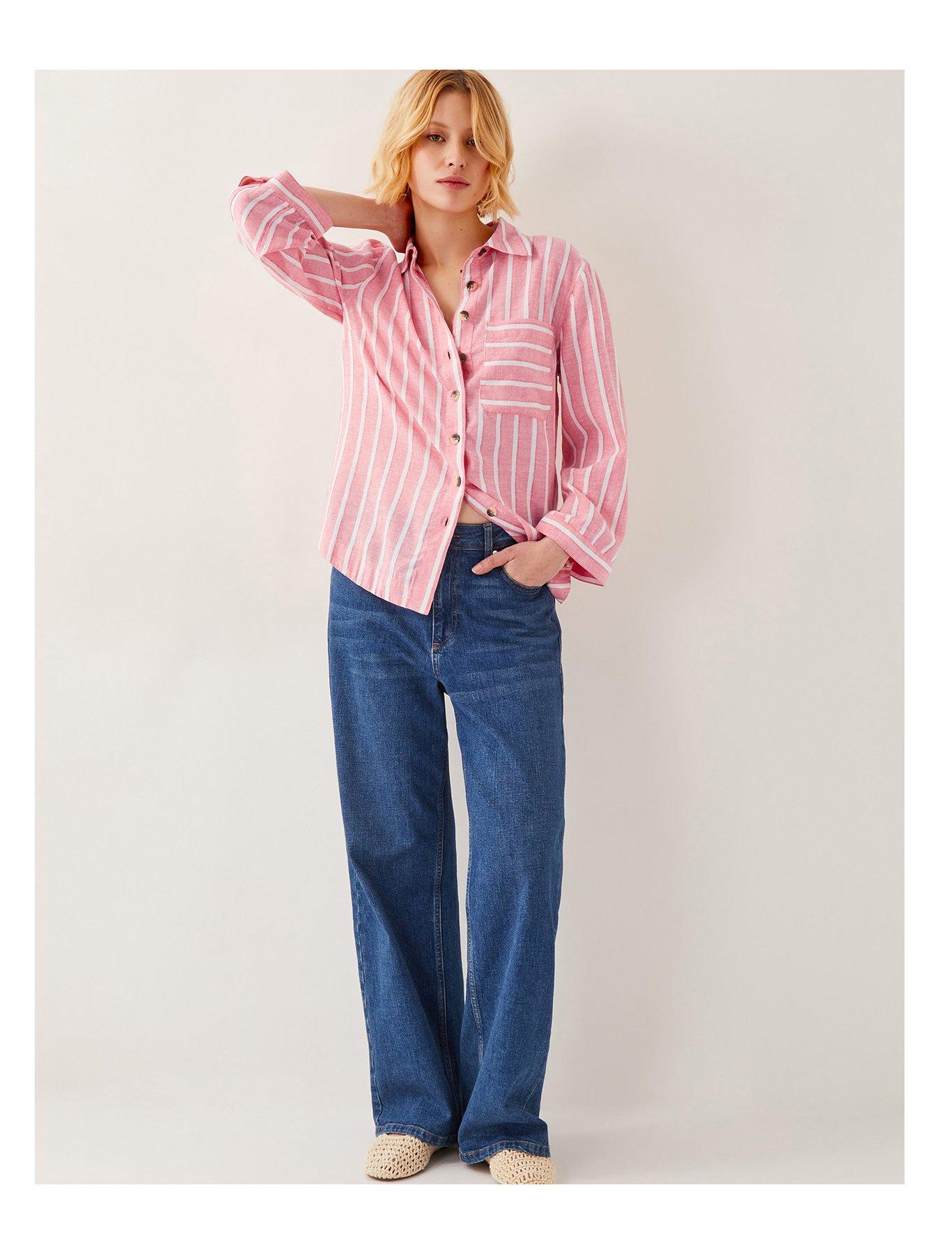 Image 4 of 5 of Monsoon Tyra Stripe Shirt - Pink