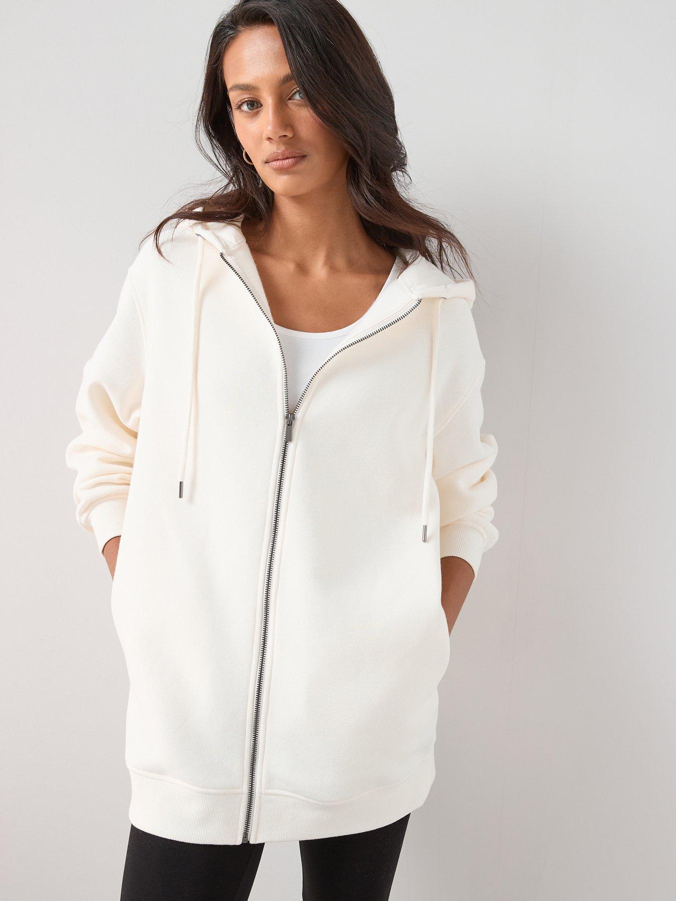 Image 1 of 6 of The Very Collection The Essential Zip Through Hoodie - Cream