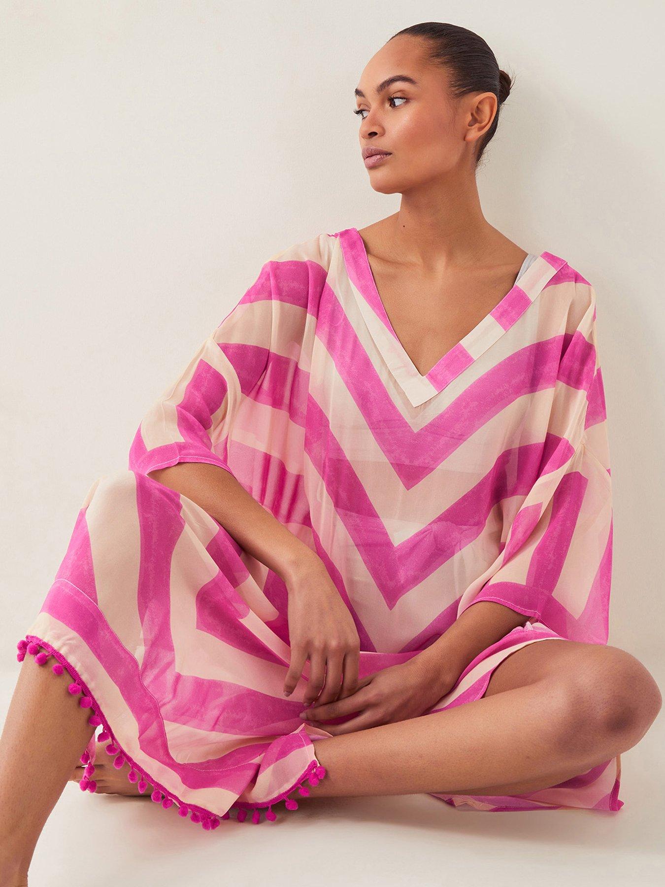 monsoon-sorcha-stripe-kaftan-pinkdetail