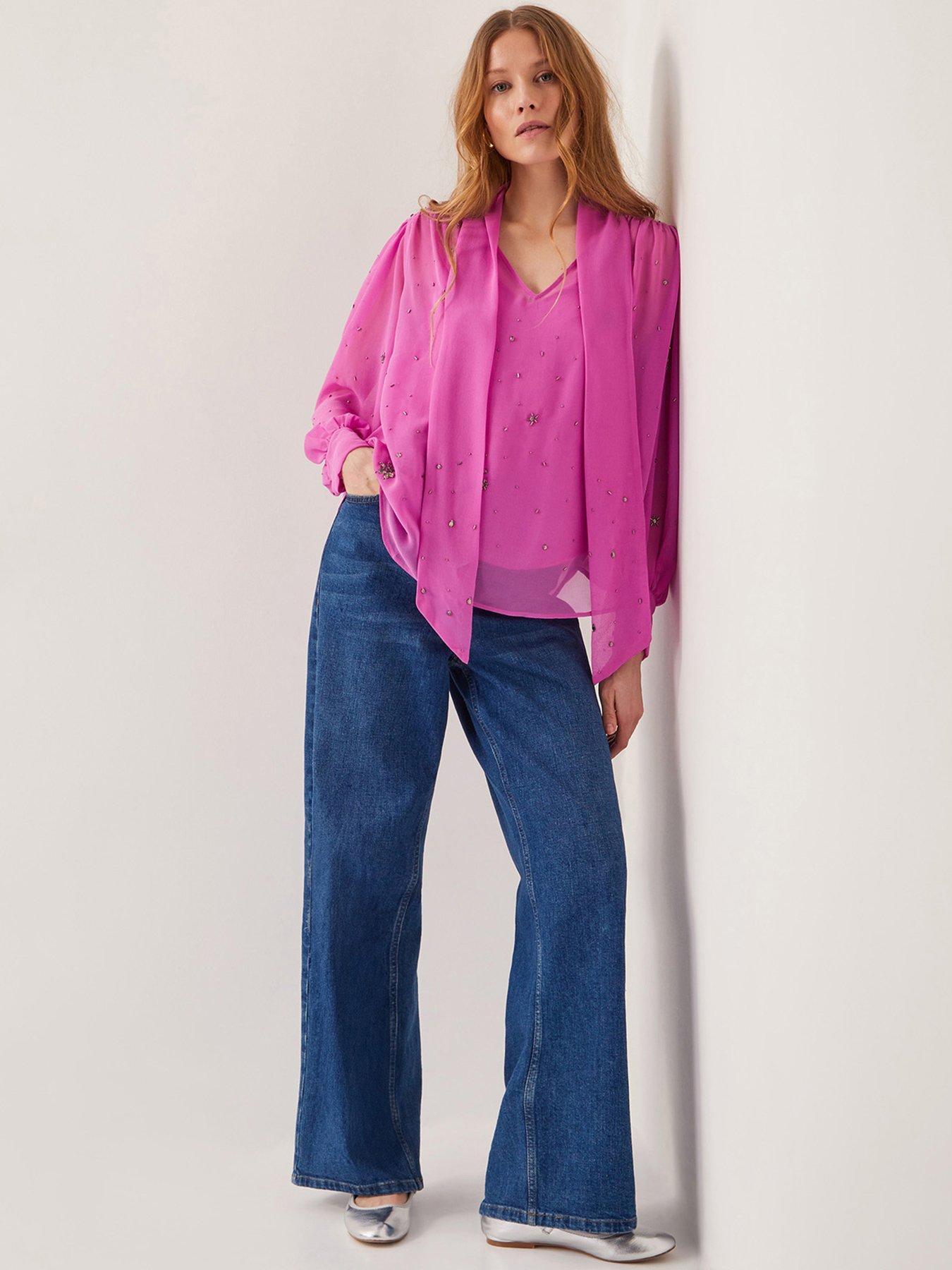 Image 1 of 5 of Monsoon Candice Embellished Blouse - Pink