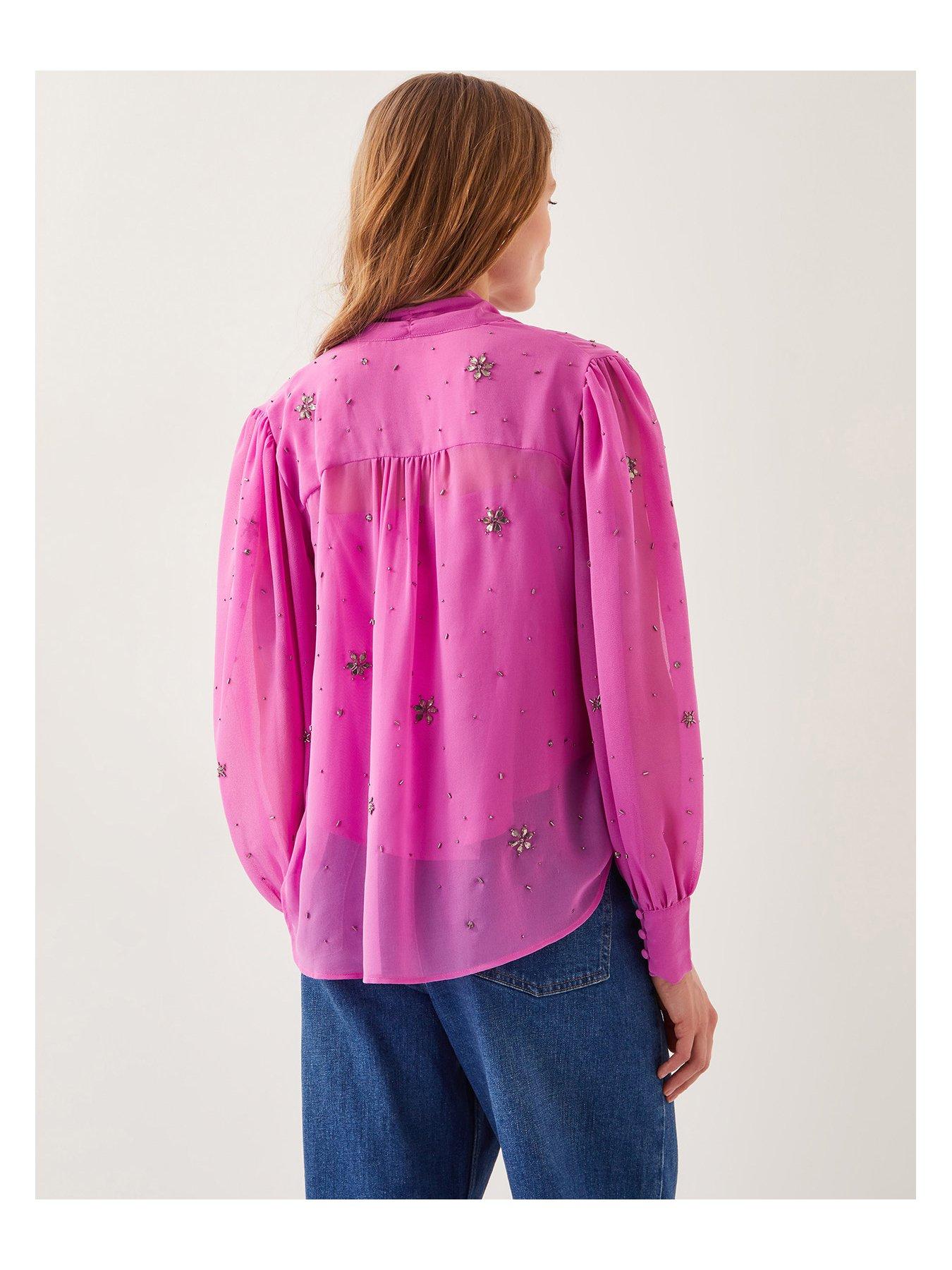 Image 2 of 5 of Monsoon Candice Embellished Blouse - Pink