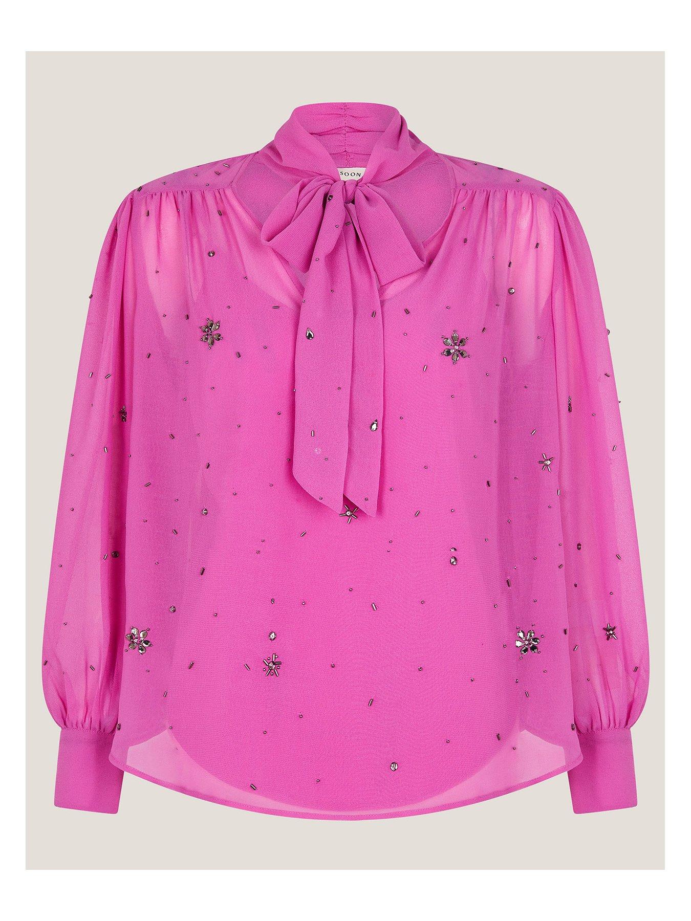 Image 3 of 5 of Monsoon Candice Embellished Blouse - Pink