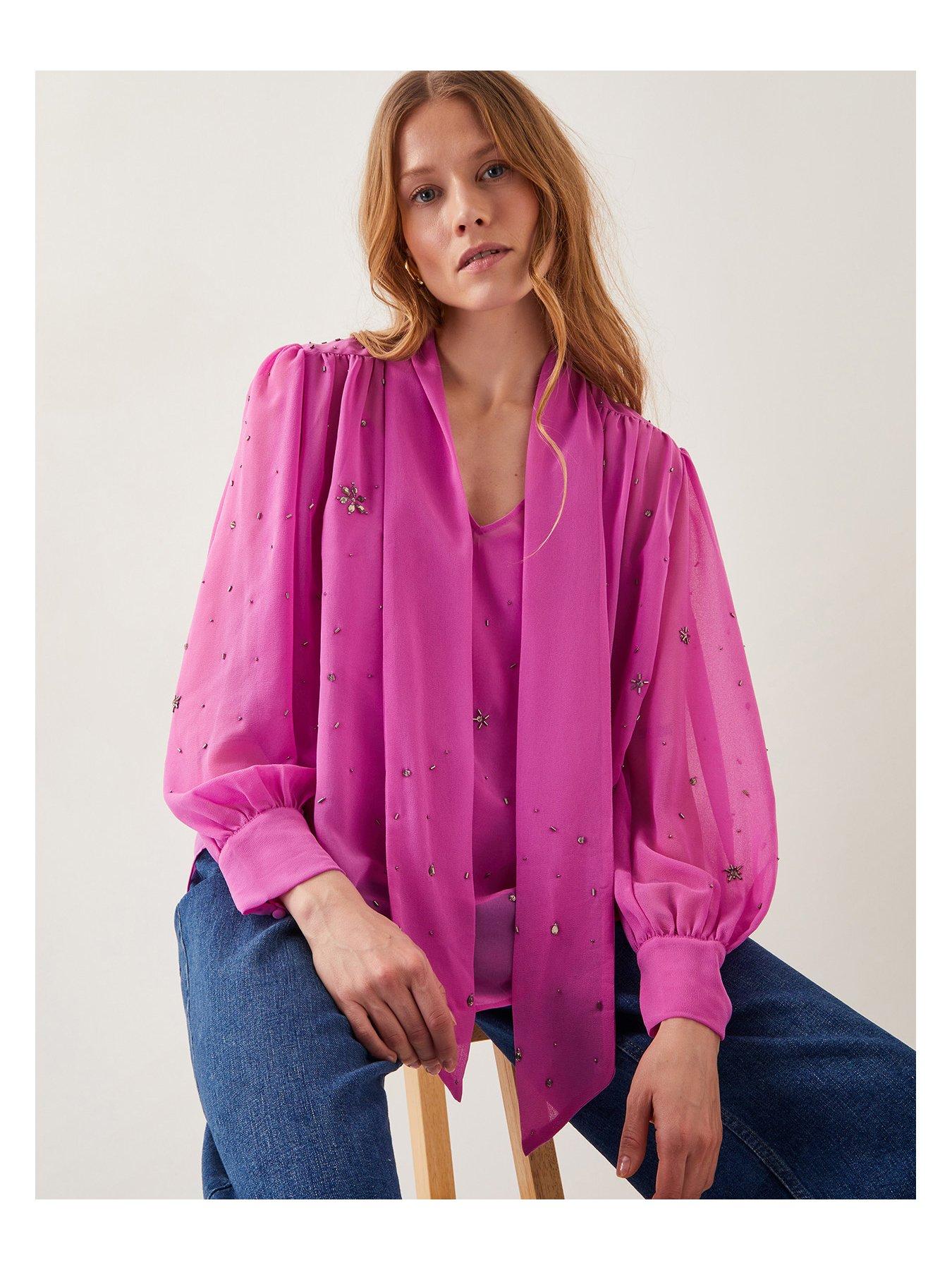 Image 4 of 5 of Monsoon Candice Embellished Blouse - Pink