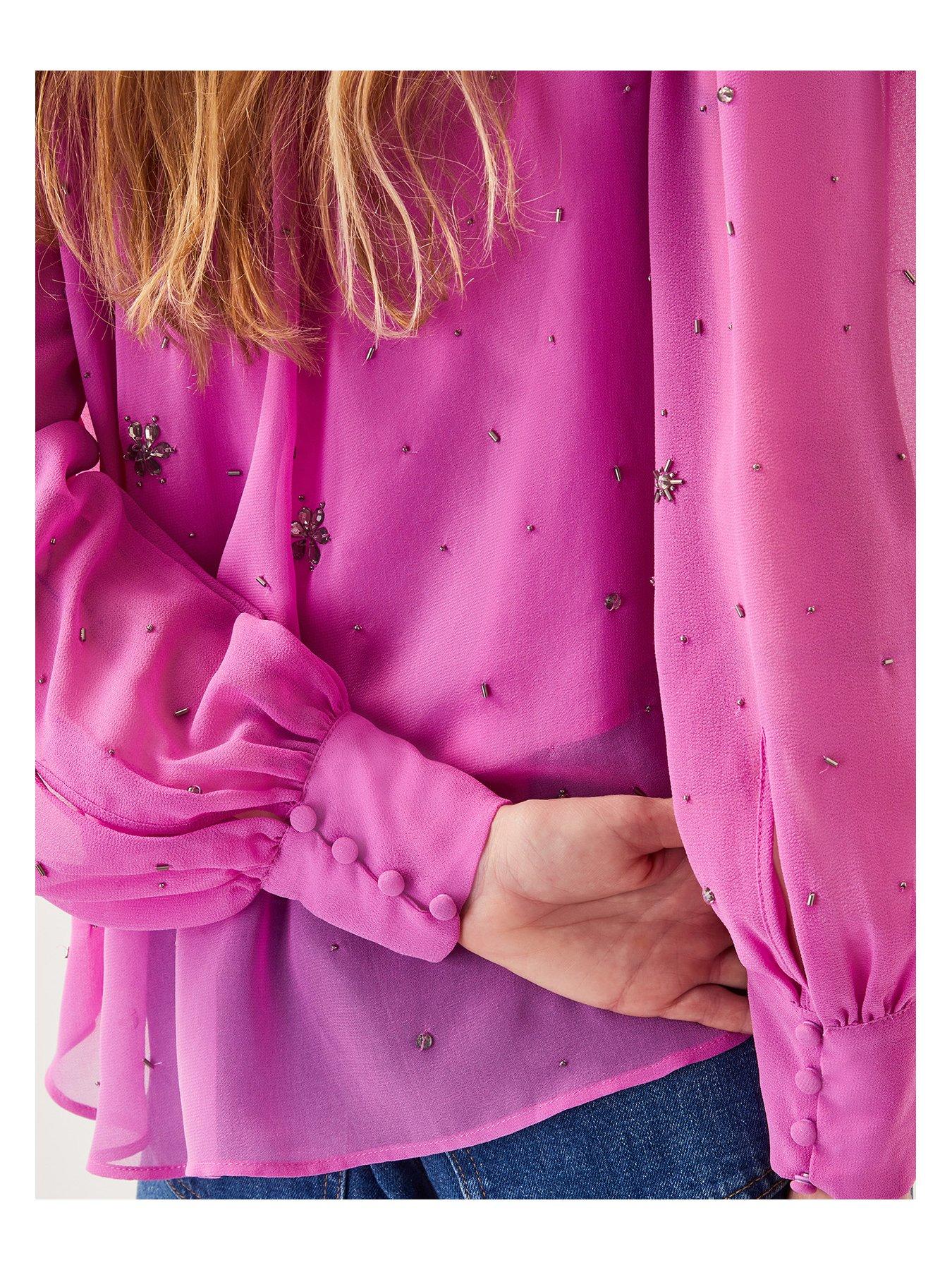 Image 5 of 5 of Monsoon Candice Embellished Blouse - Pink