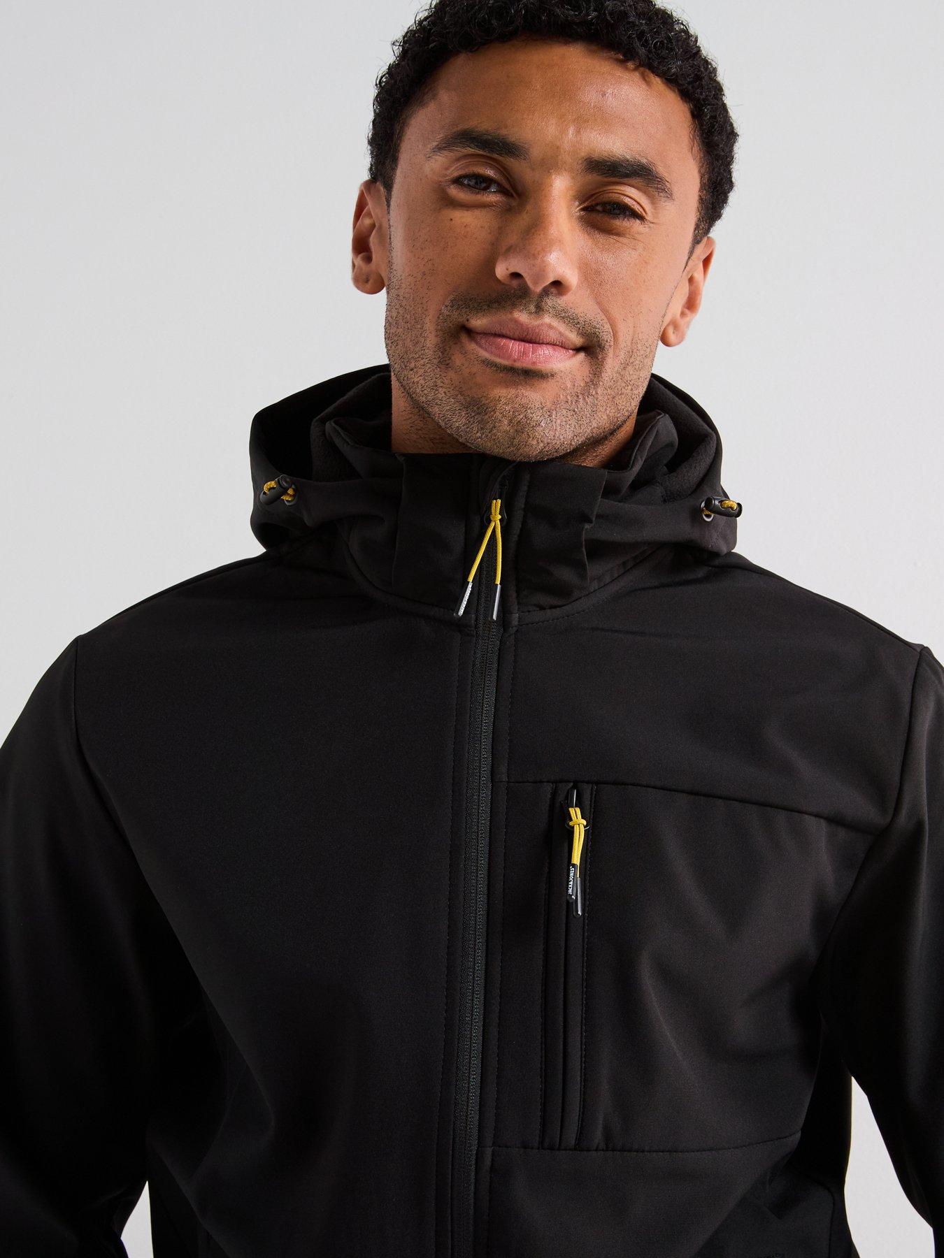 Image 4 of 6 of Jack & Jones Hatcher Softshell Hooded Coat - Black
