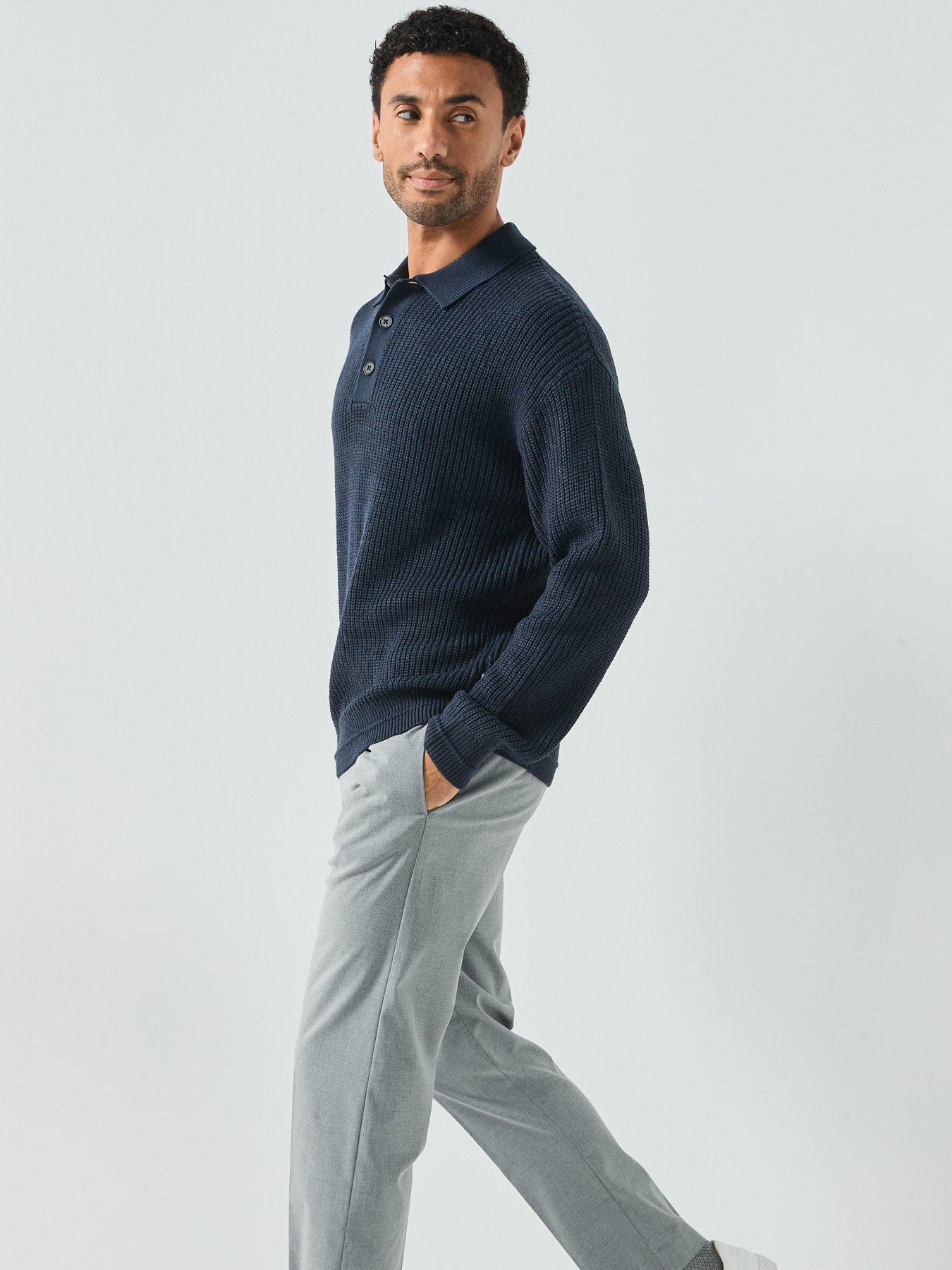 Image 5 of 6 of Jack & Jones Kaito Button Collar Knitted Jumper - Navy