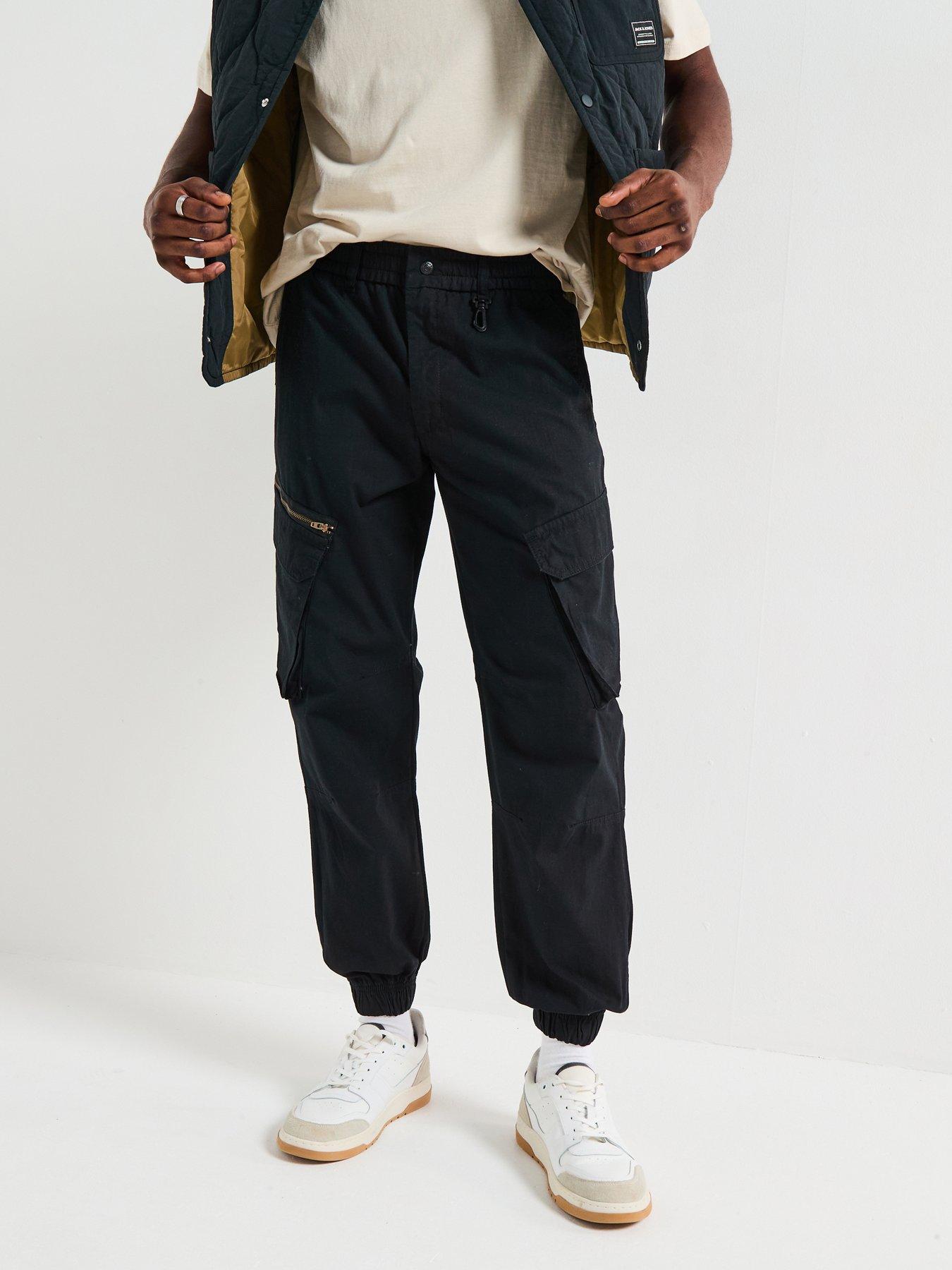 jack-jones-kane-elliot-cuffed-cargo-pants-black
