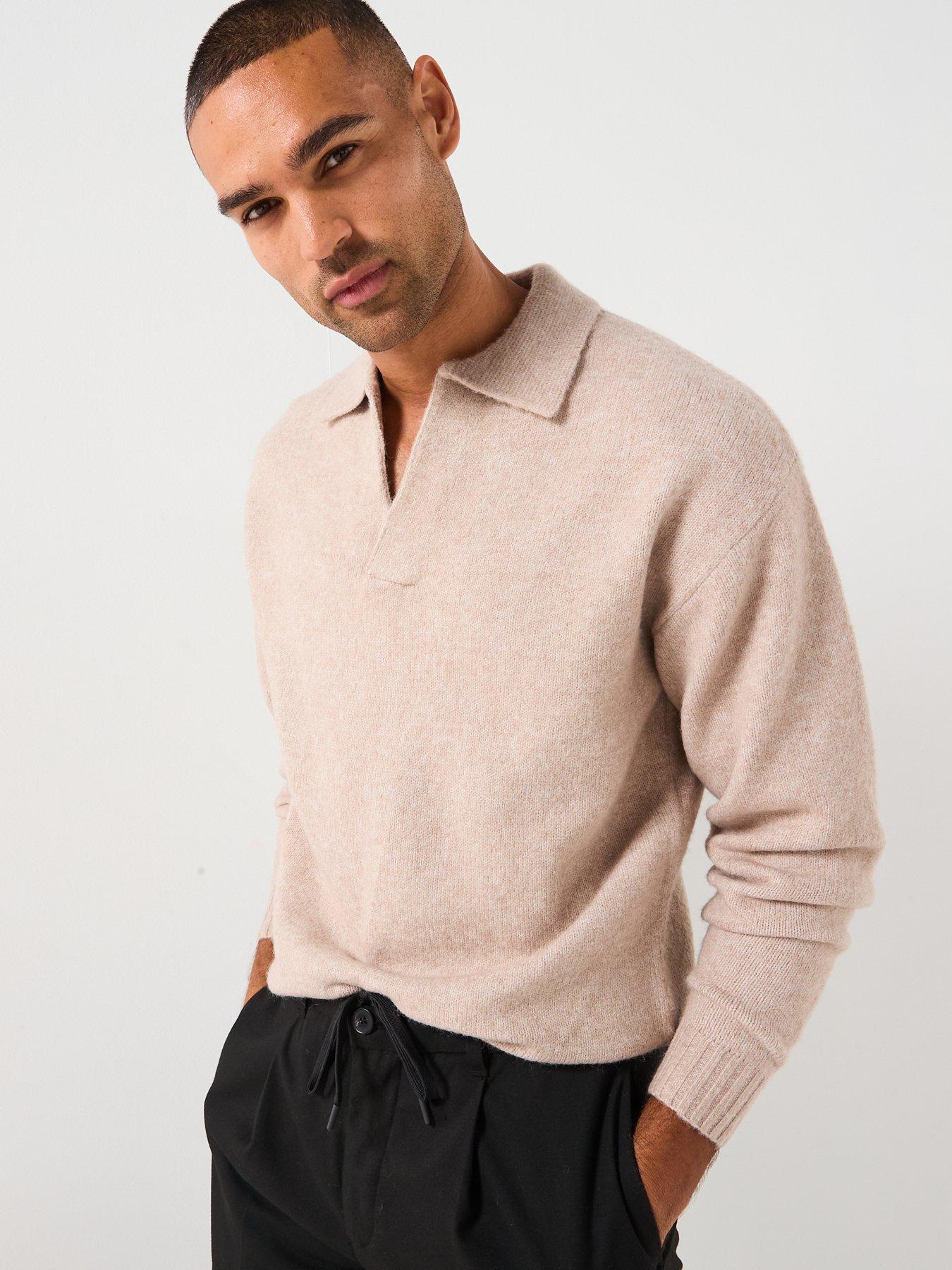 Jack & Jones Ollie Open Collar Knitted Jumper - Cream