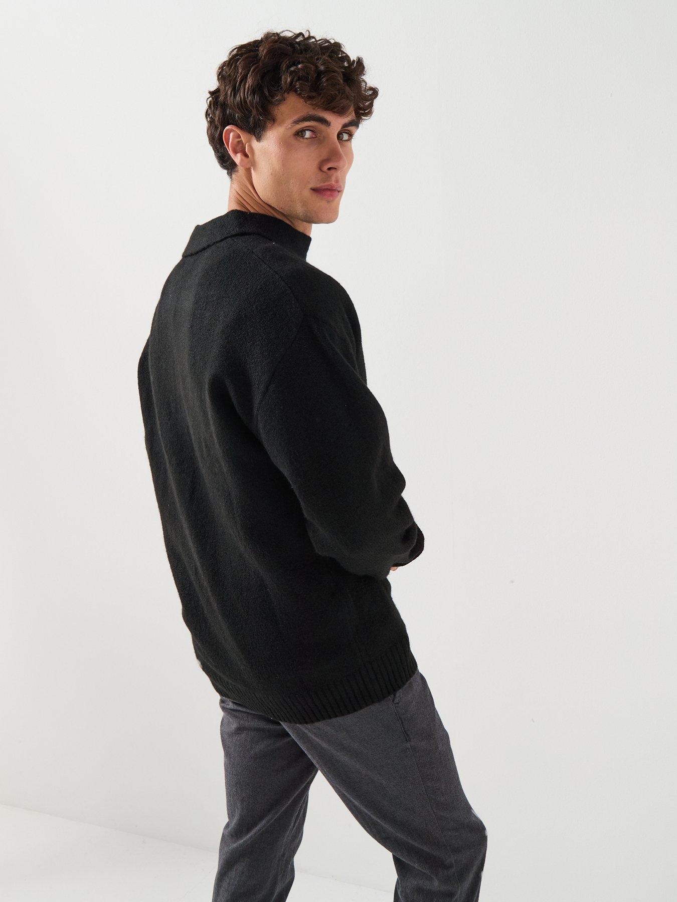 jack-jones-ollie-open-collar-knitted-jumper-blackstillFront