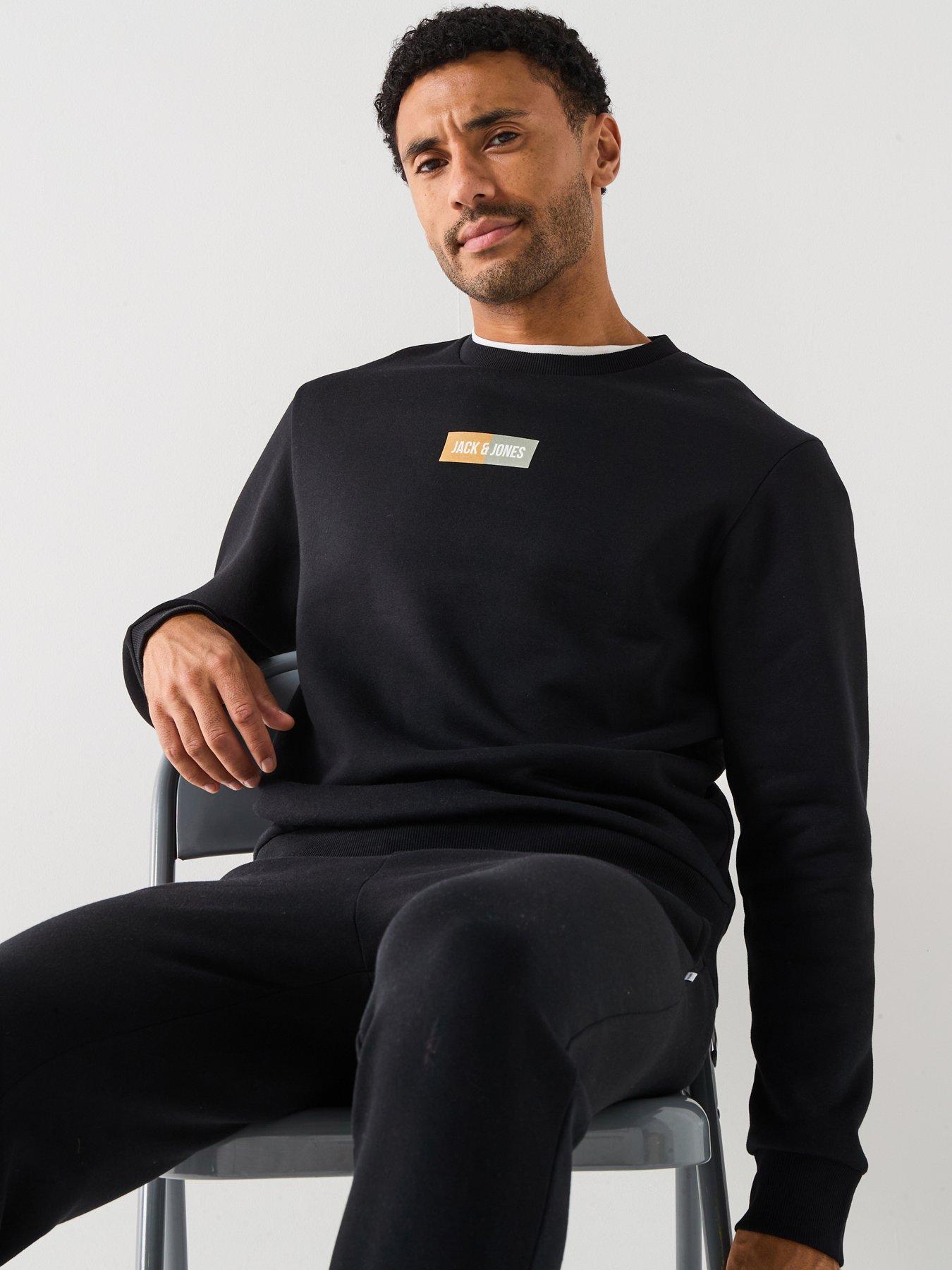 Image 1 of 6 of Jack & Jones Centre Logo Crew Neck Sweat - Black