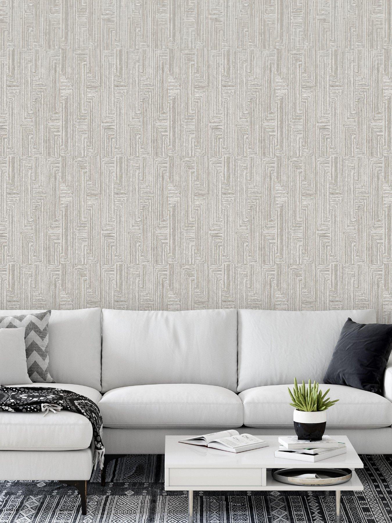 Design ID Santa Fe Retro String Motif Wallpaper in Grey
