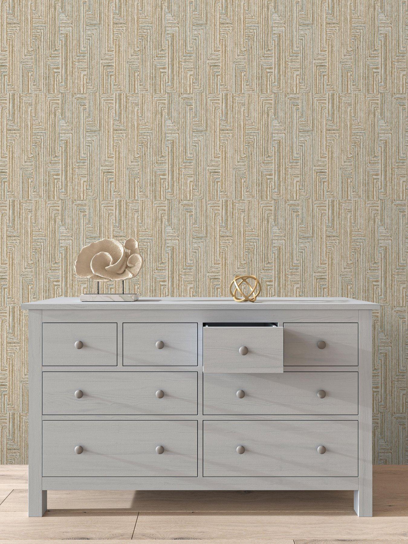 Image 1 of 6 of Design ID Santa Fe Retro String Motif Wallpaper in Gold