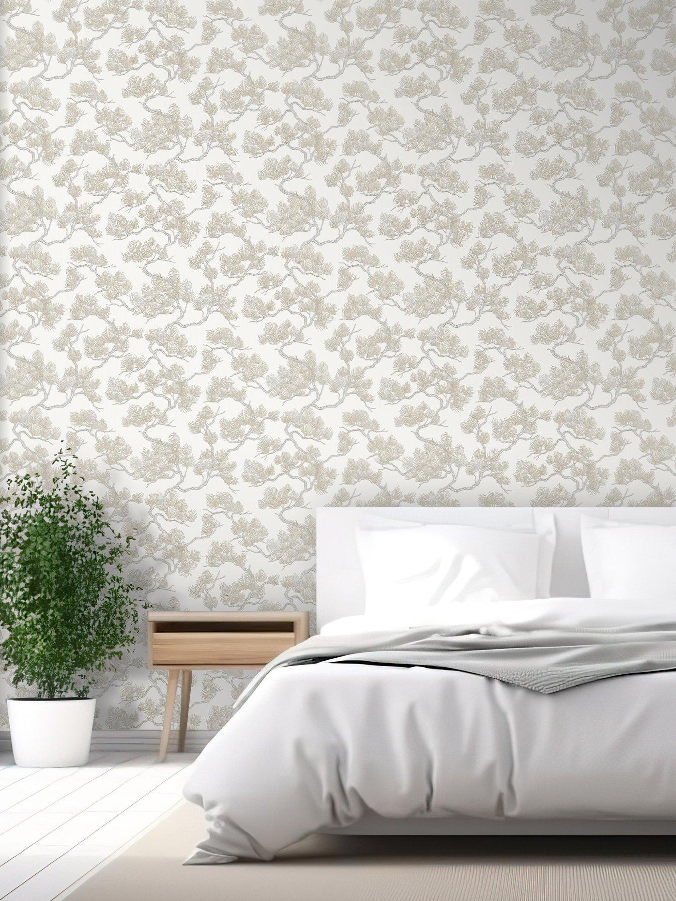 Design ID Wall Fabric Pine Tree Wallpaper - Beige