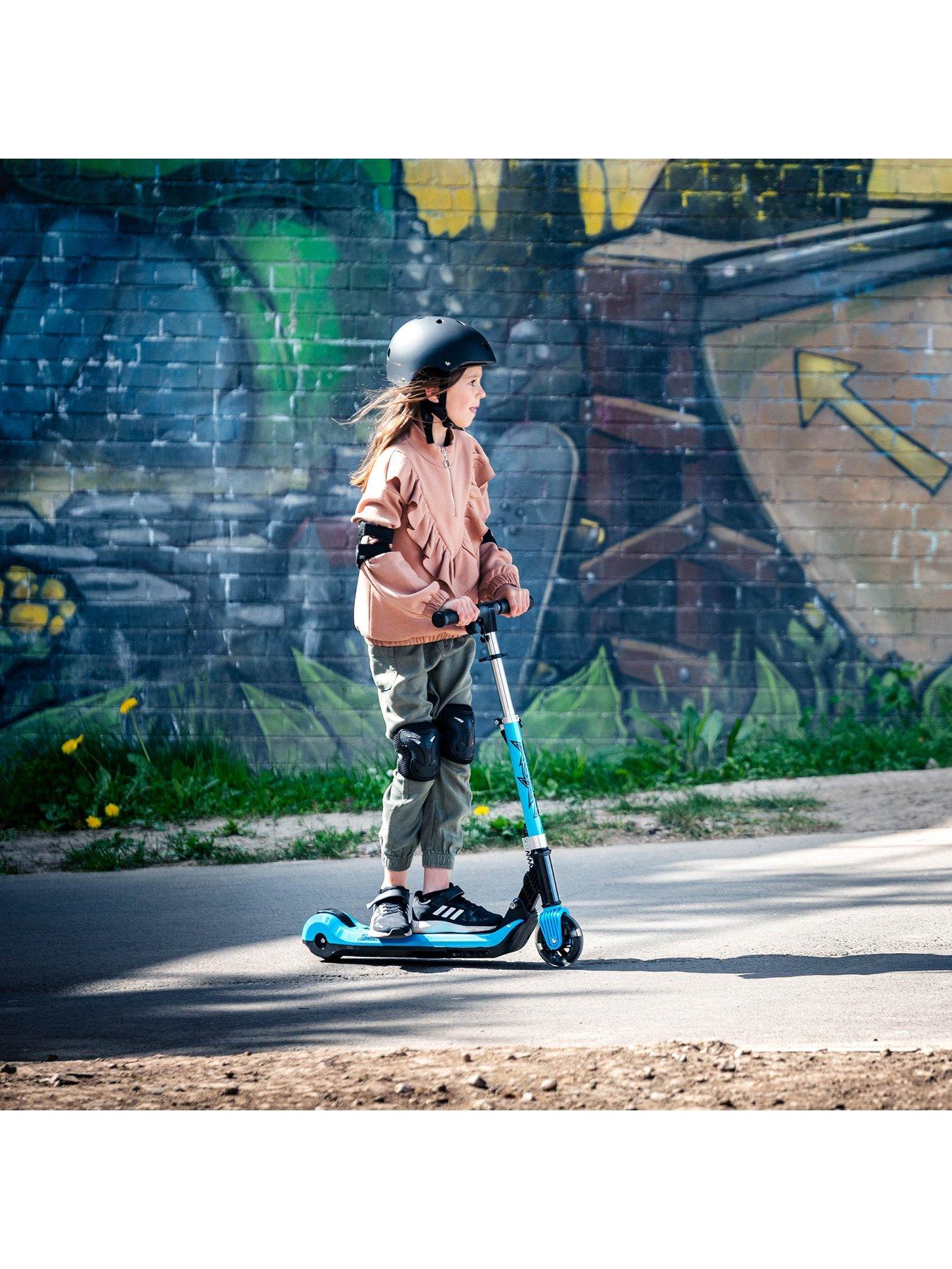 xootz-elements-electric-folding-kids-scooter-bluestillFront