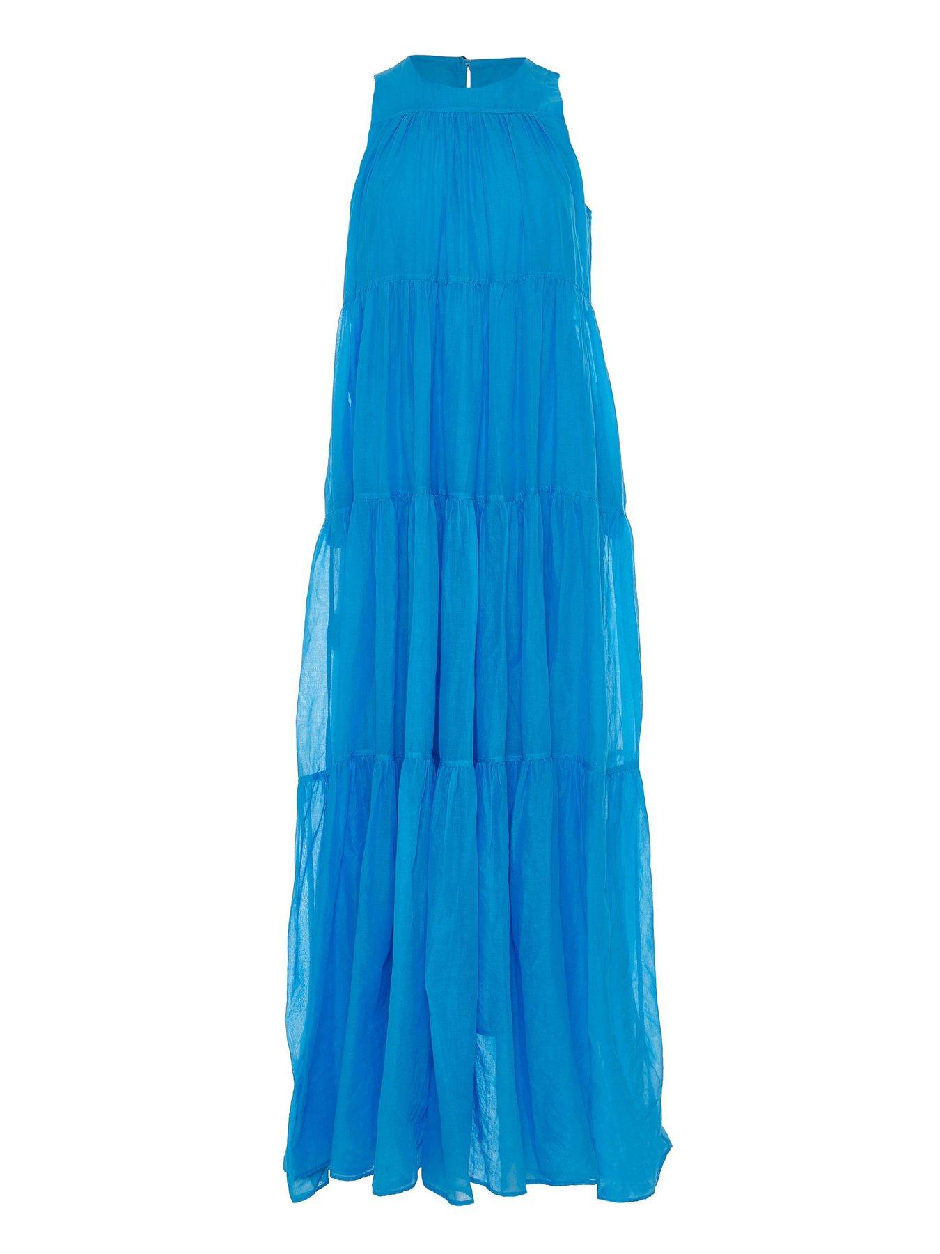 Image 4 of 5 of Devotion Twins Lack Tiered Maxi Dress - Bright Blue