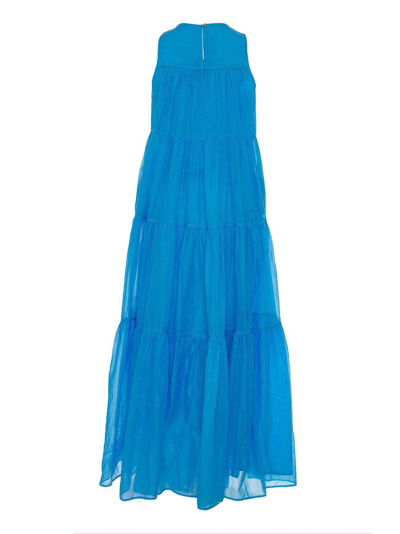 Image 5 of 5 of Devotion Twins Lack Tiered Maxi Dress - Bright Blue